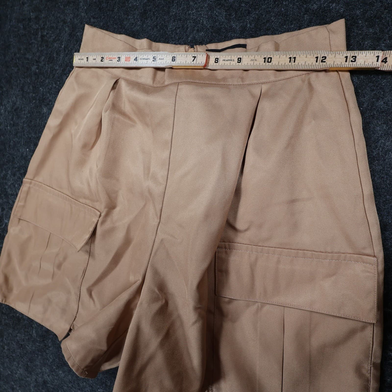 PrettyLittleThing Cargo Shorts Womens 4 Tan Polyester High Rise Utility Pleated - Thumbnail 6