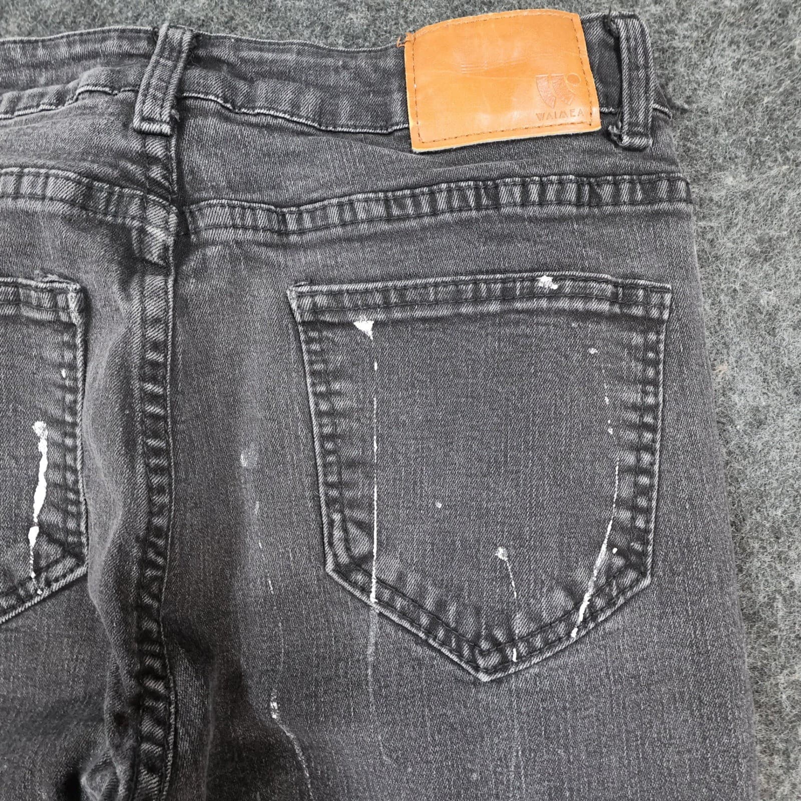 Waimea Skinny Jeans Mens 20 Black Cotton Blend Distressed Paint Splatter - Thumbnail 12