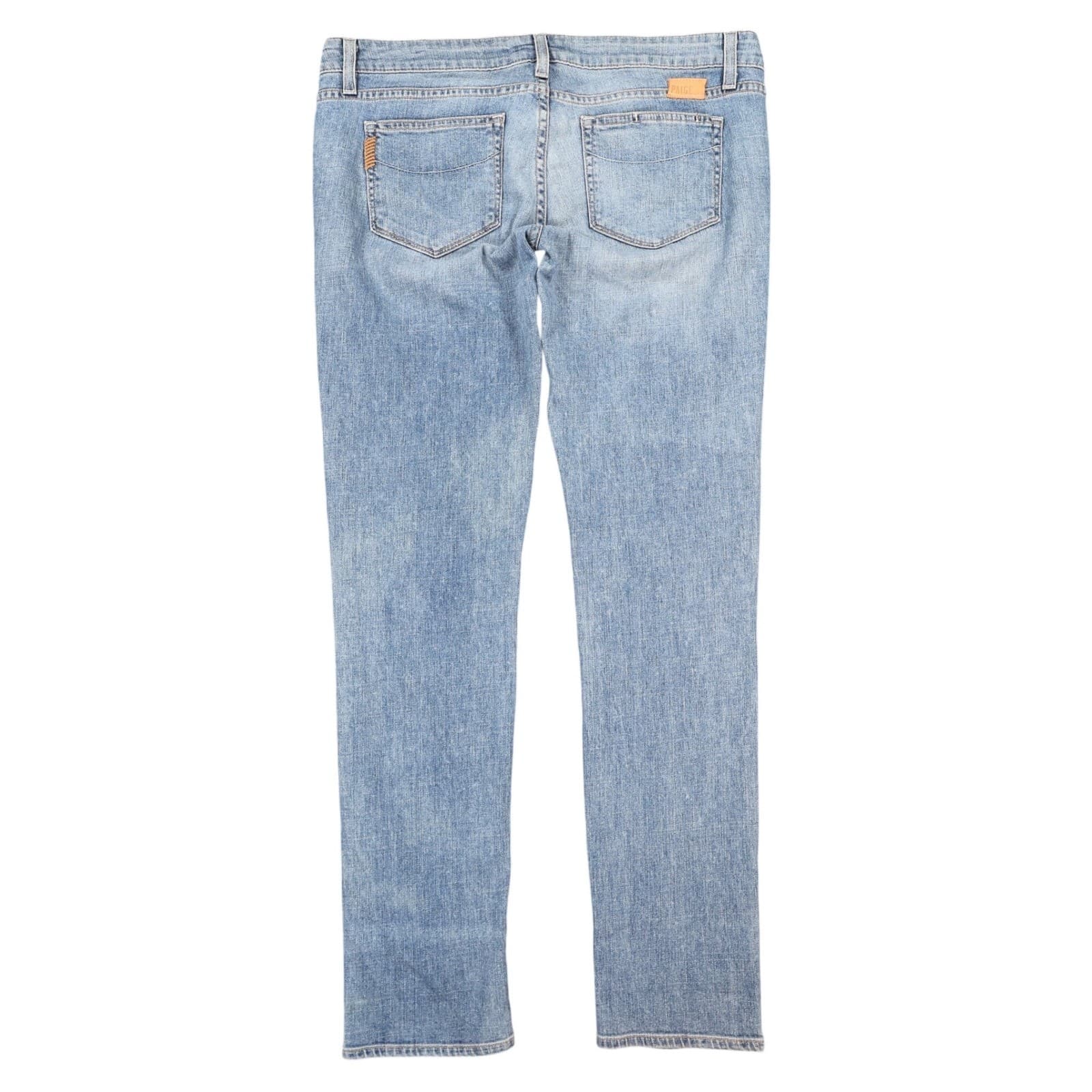 Paige Jeans Womens 28 Blue Cotton Stretch Low Rise Slim Straight Distressed - Thumbnail 2