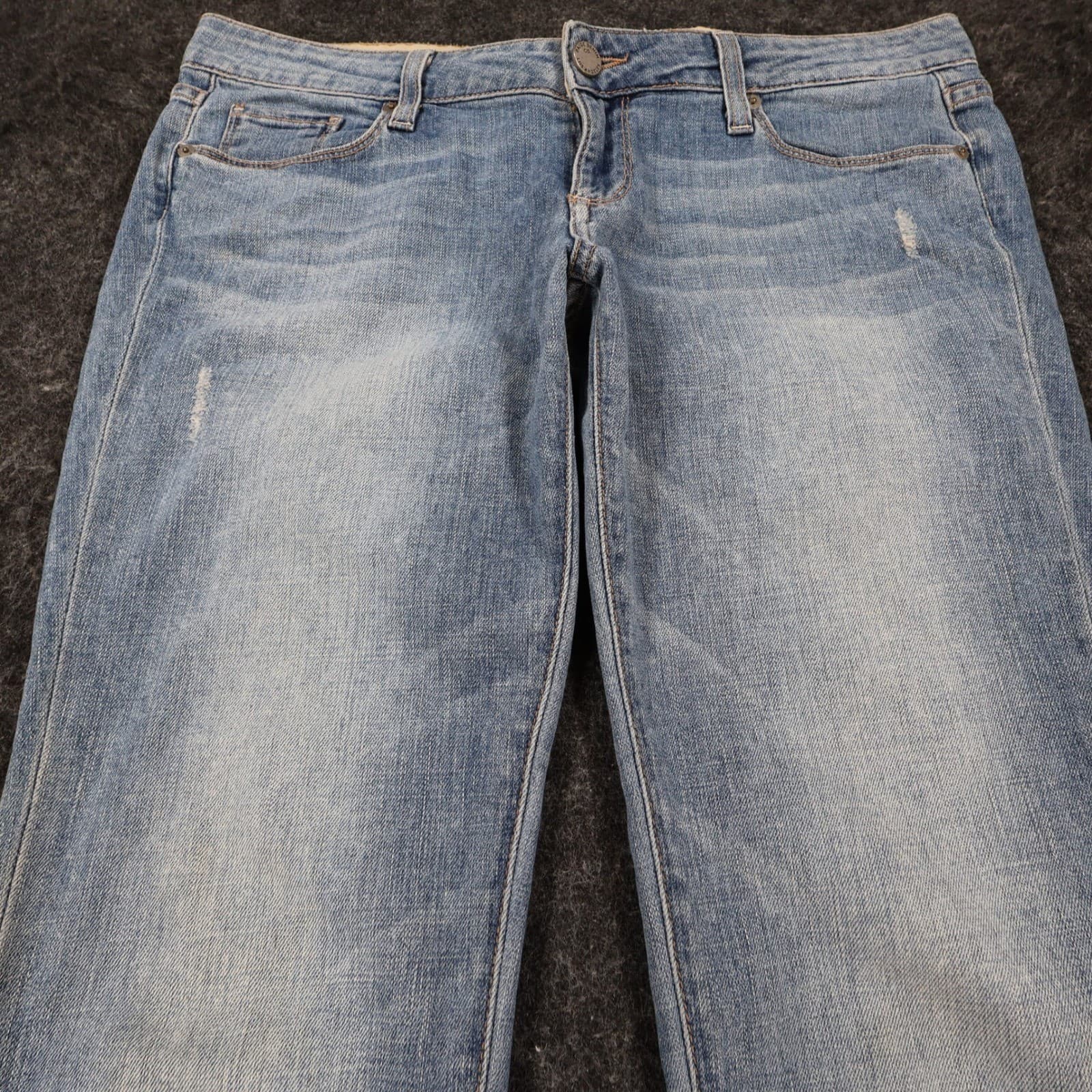 Paige Jeans Womens 28 Blue Cotton Stretch Low Rise Slim Straight Distressed - Thumbnail 9