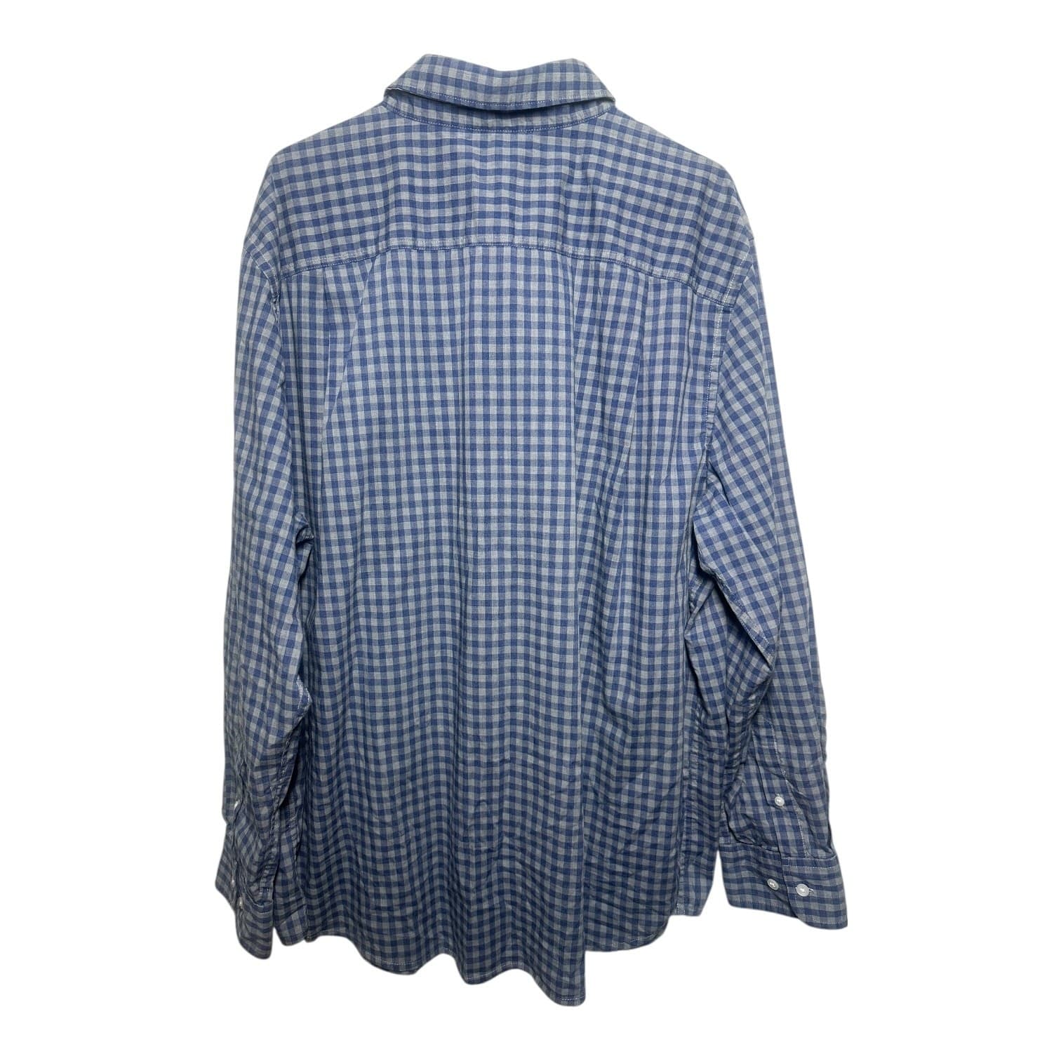 SONOMA Men's 2XB Blue Grey Gingham Button-Up Shirt Classic Fit Casual - Thumbnail 2