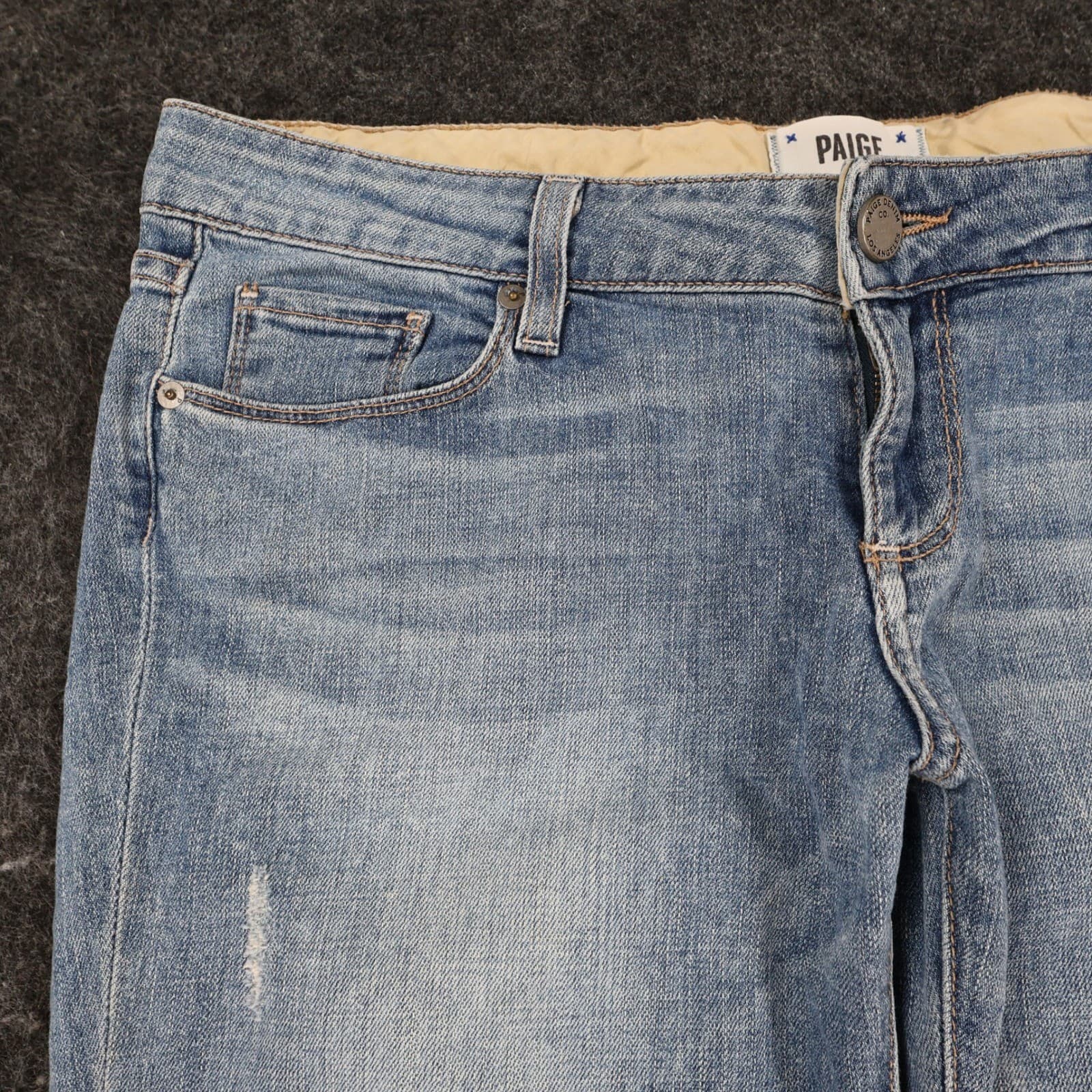 Paige Jeans Womens 28 Blue Cotton Stretch Low Rise Slim Straight Distressed - Thumbnail 11