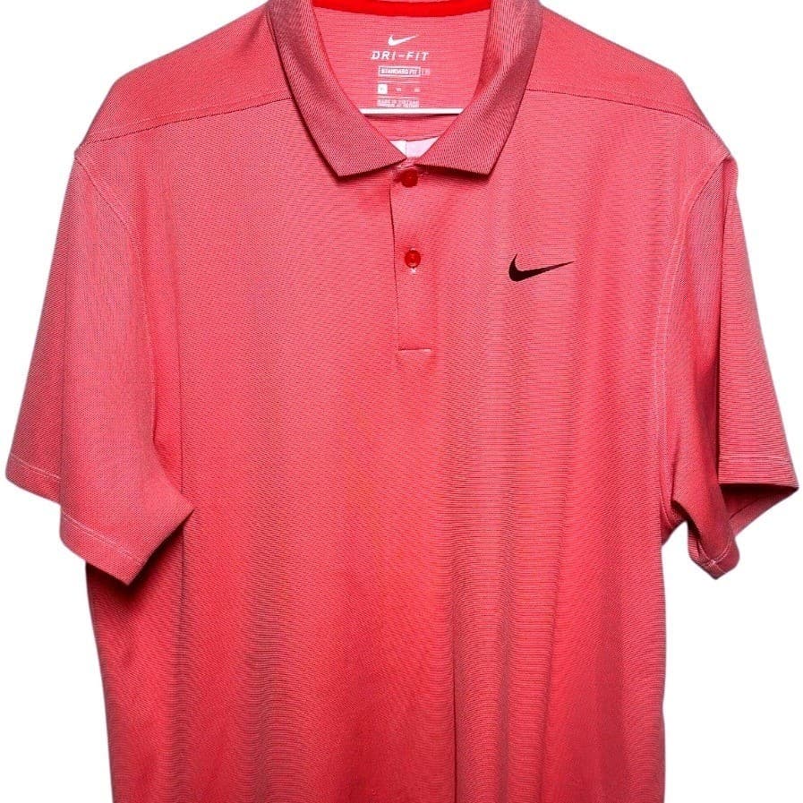 Nike Dri Fit Standard Fit Men's Coral Red Polo Shirt Golf Athletic XL - Thumbnail 5
