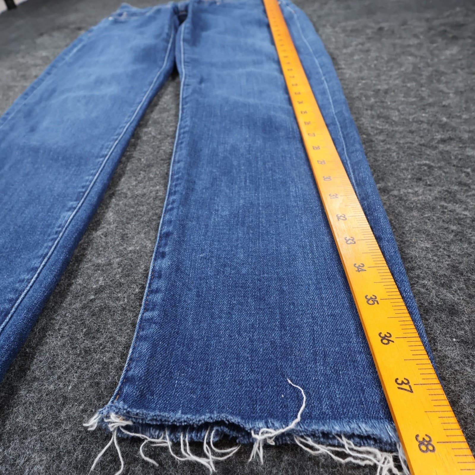 LOFT Girlfriend Jeans Womens 25/0 Blue Cotton Stretch Raw Hem Super Soft Denim - Thumbnail 3