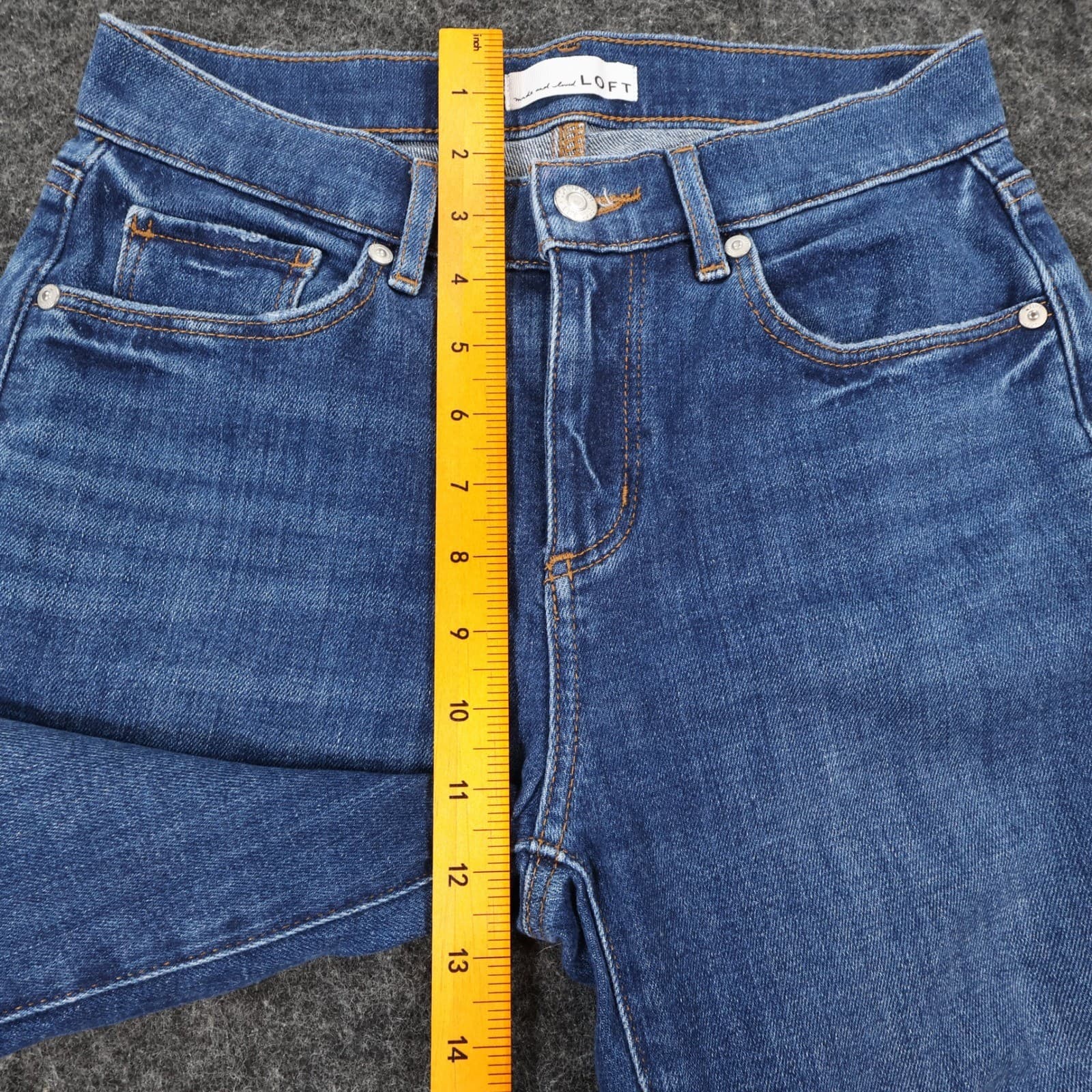 LOFT Girlfriend Jeans Womens 25/0 Blue Cotton Stretch Raw Hem Super Soft Denim - Thumbnail 5
