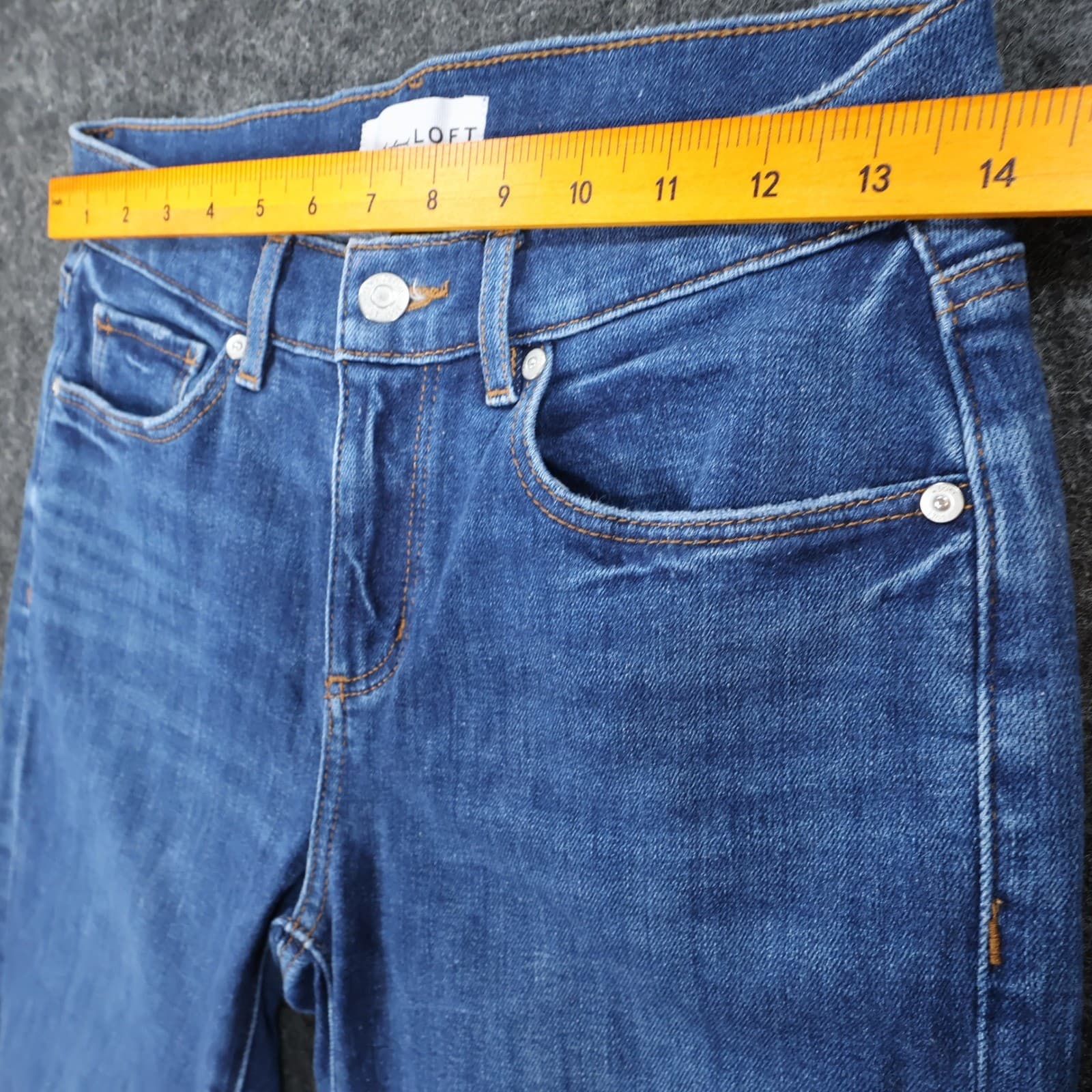 LOFT Girlfriend Jeans Womens 25/0 Blue Cotton Stretch Raw Hem Super Soft Denim - Thumbnail 6