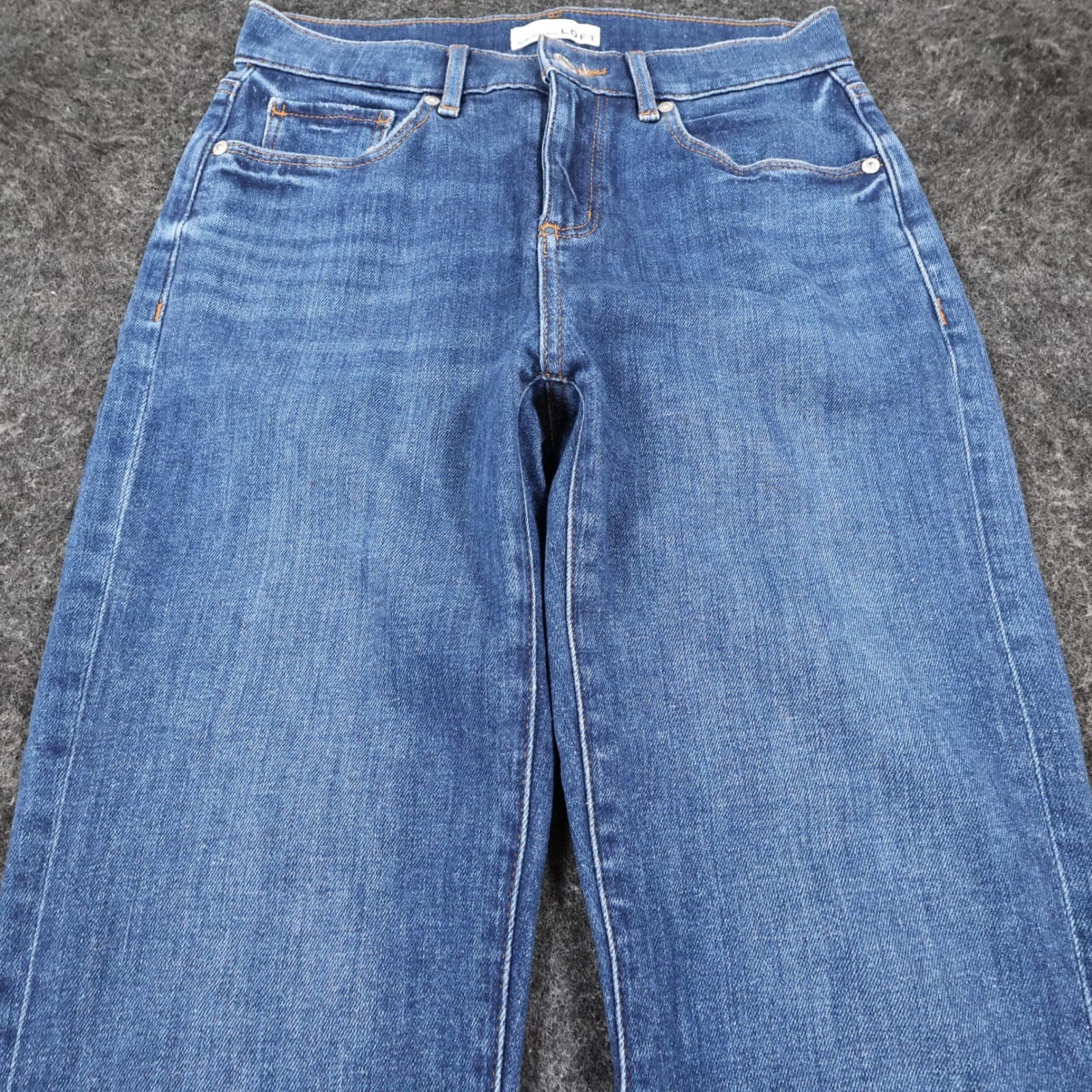 LOFT Girlfriend Jeans Womens 25/0 Blue Cotton Stretch Raw Hem Super Soft Denim - Thumbnail 10