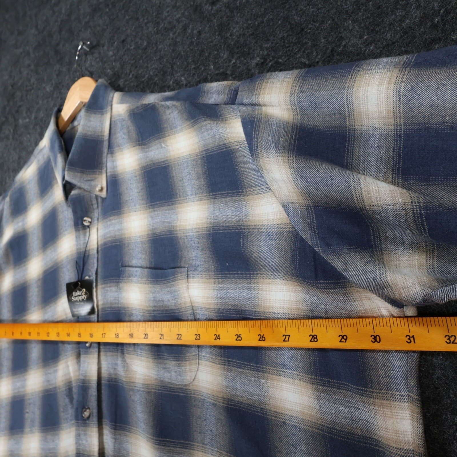 Great Outdoors Men's 2XL Tall Blue Cotton Plaid Button Front Shirt - Thumbnail 4