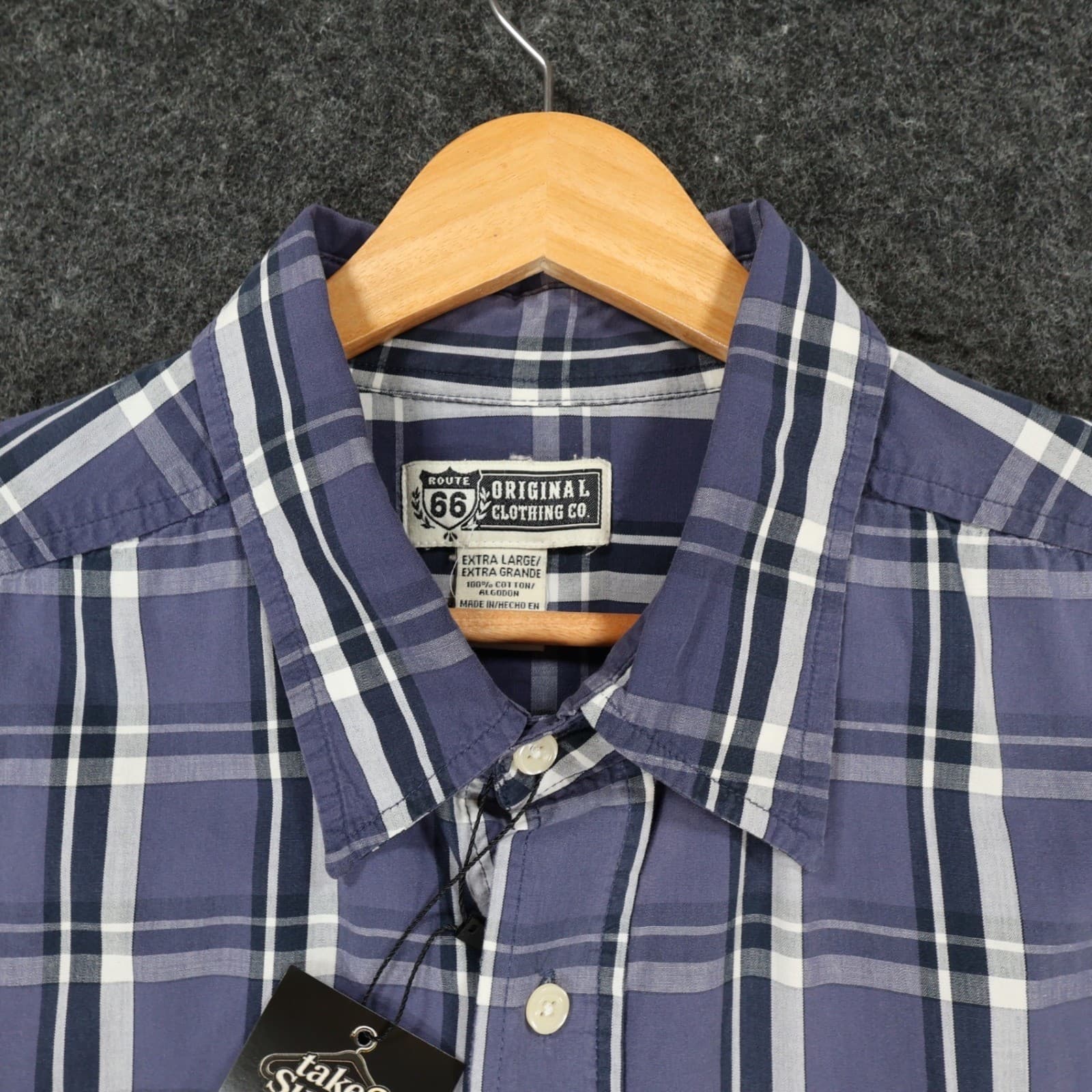 Route 66 Button Up Shirt Mens XL Blue Cotton Plaid Long Sleeve Casual - Thumbnail 8