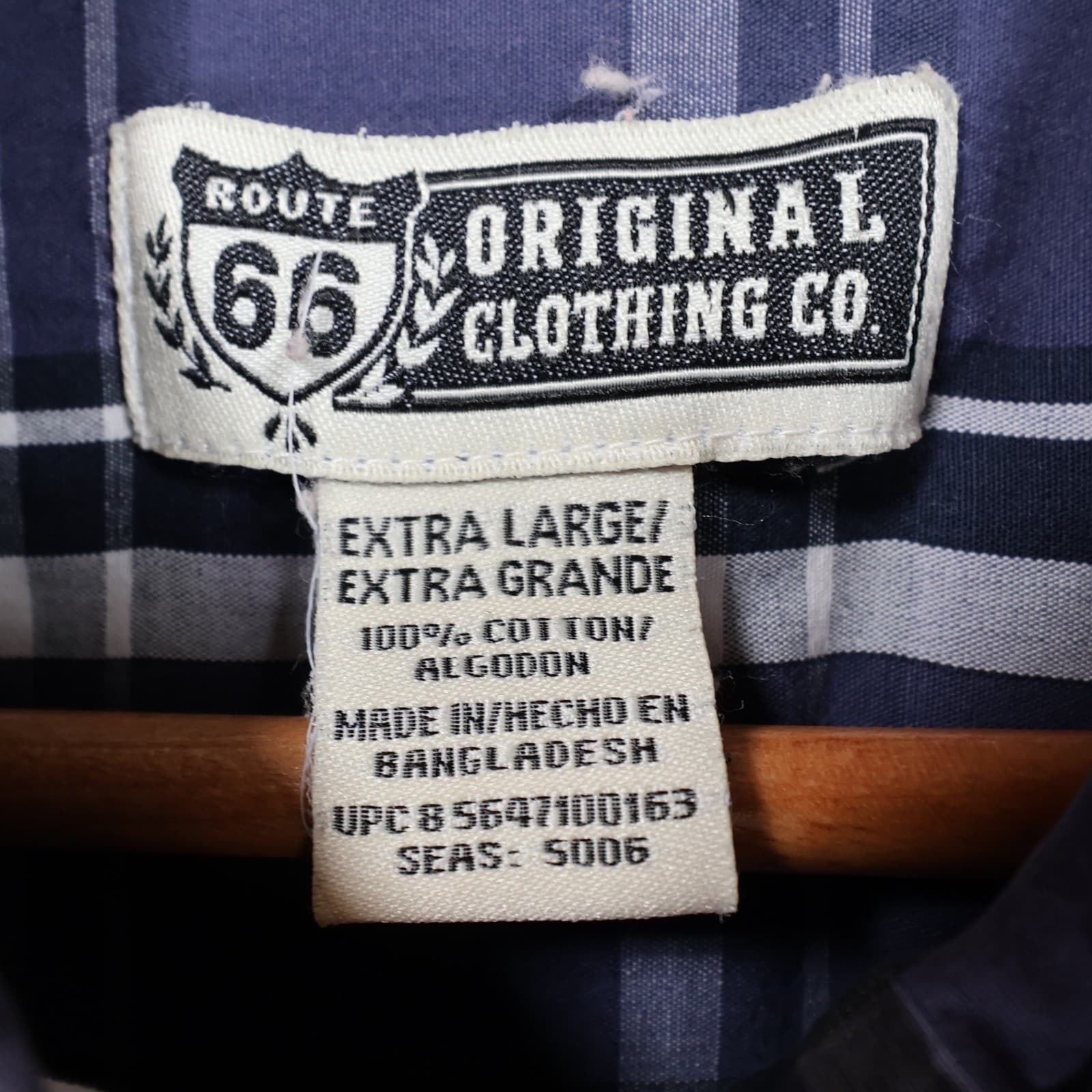 Route 66 Button Up Shirt Mens XL Blue Cotton Plaid Long Sleeve Casual - Thumbnail 7