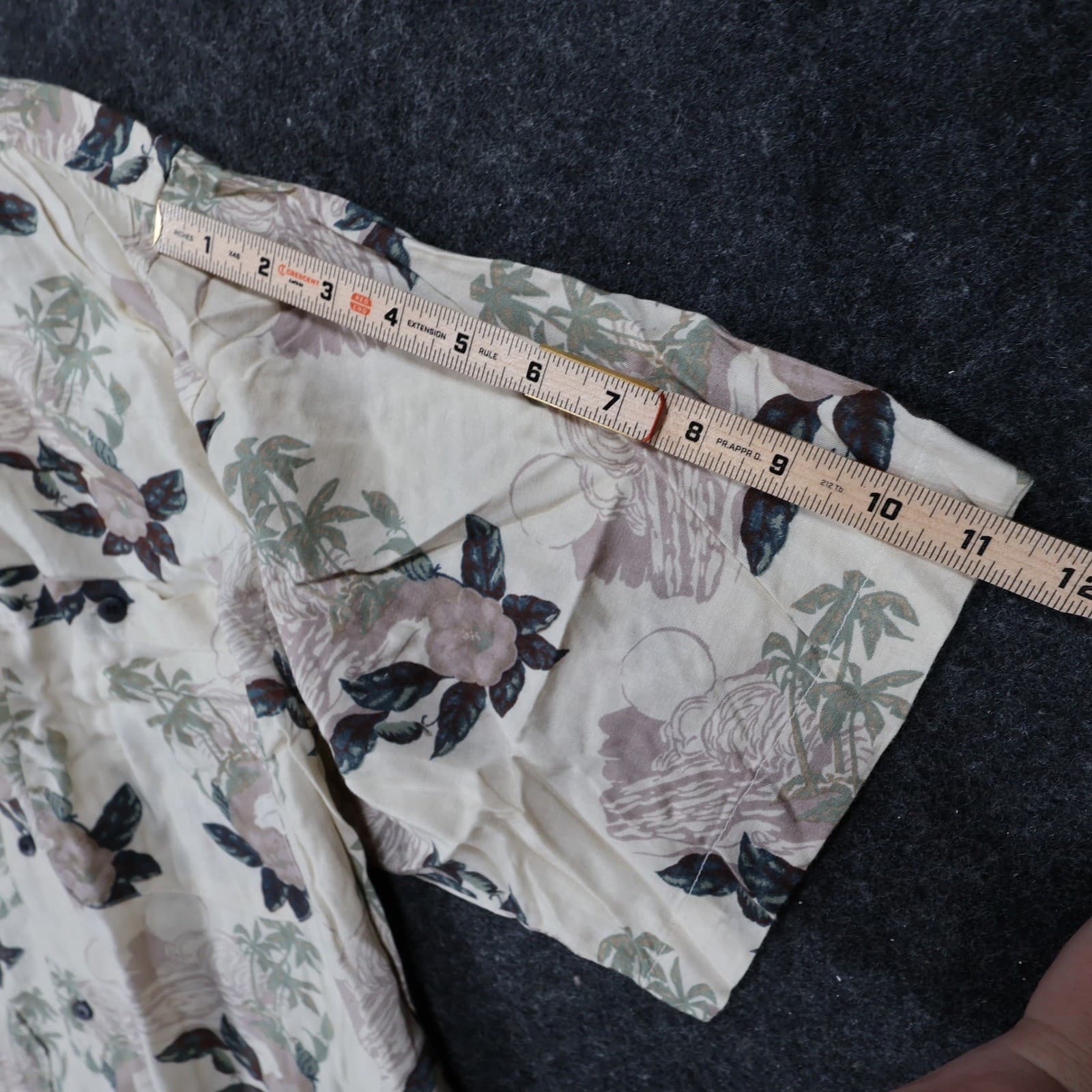 Bugle Boy Button Up Shirt Mens XL Beige New Tropical Floral Rayon Short Sleeve - Thumbnail 4