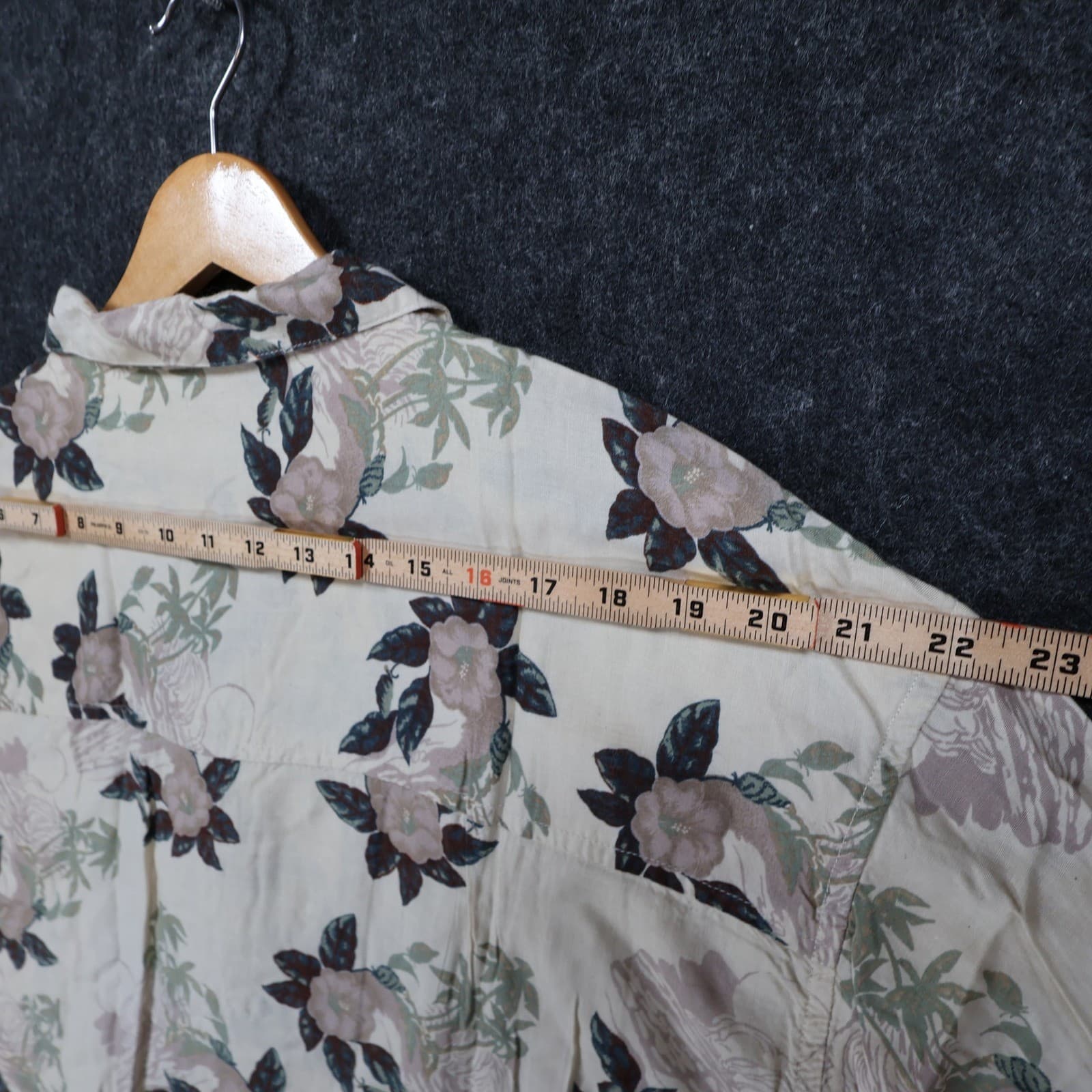 Bugle Boy Button Up Shirt Mens XL Beige New Tropical Floral Rayon Short Sleeve - Thumbnail 5