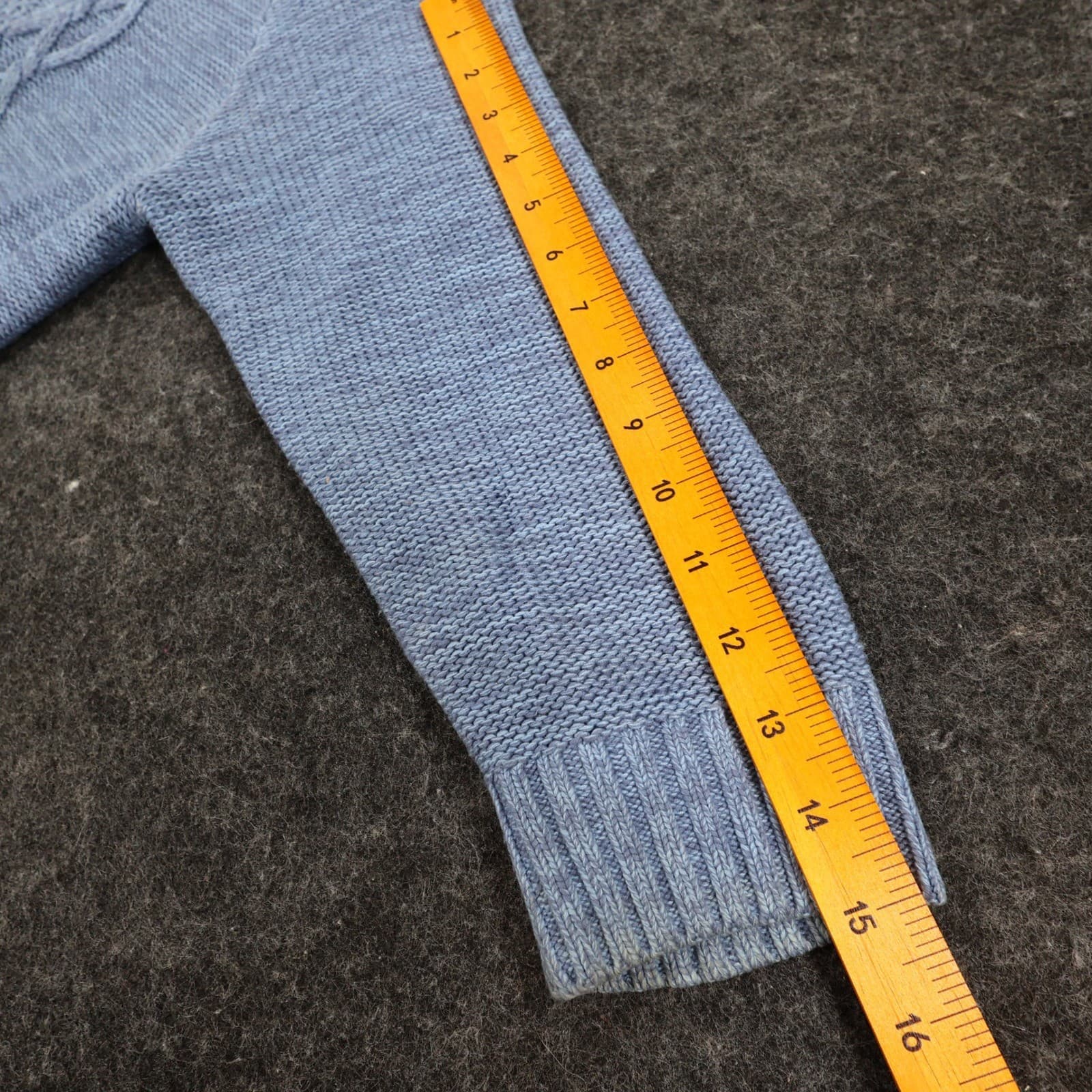L.L.Bean Sweater Women Large Blue Cotton Blend Cable Knit 3/4 Sleeve Casual - Thumbnail 4
