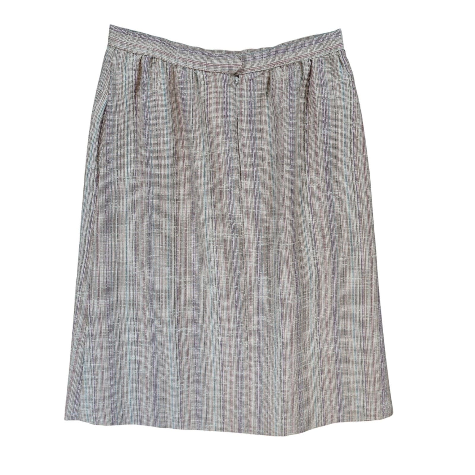 Vintage Skirt Womens Medium Multicolor Excellent Textured Striped ILGWU - Thumbnail 2