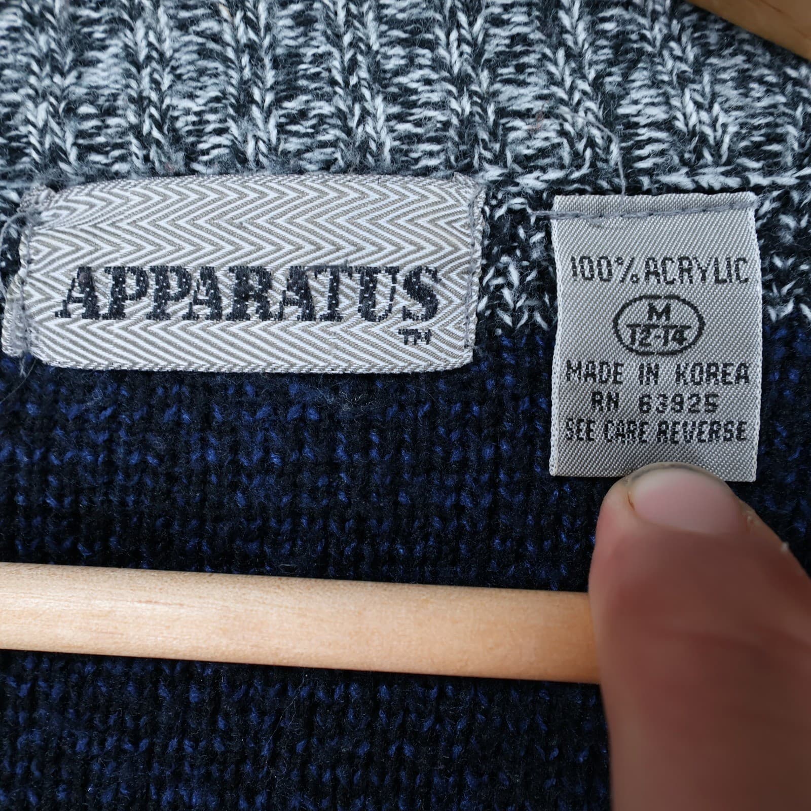 Apparatus Cardigan Sweater Boys M Blue Red Grey Acrylic Knit Geometric V-Neck - Thumbnail 8