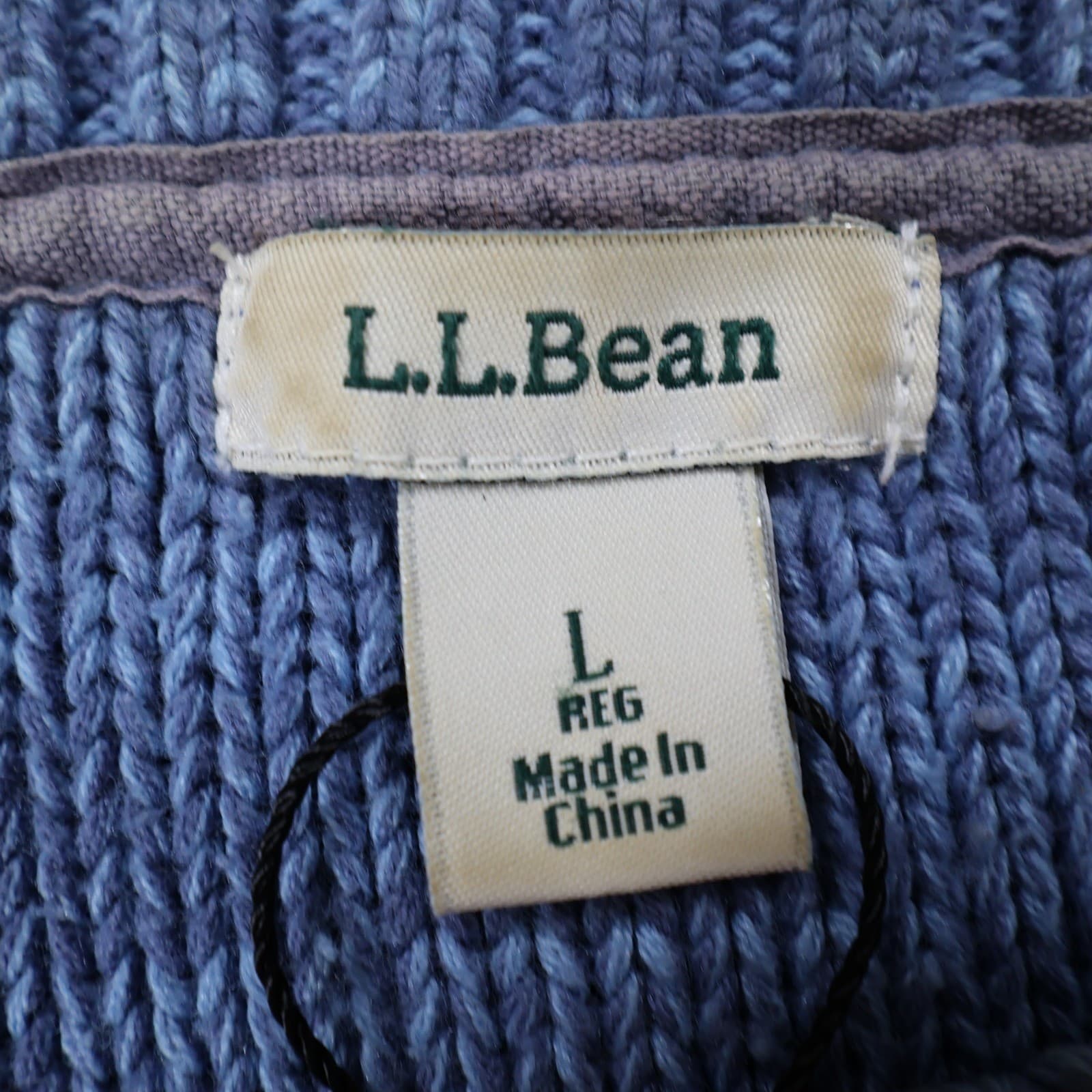 L.L.Bean Sweater Women Large Blue Cotton Blend Cable Knit 3/4 Sleeve Casual - Thumbnail 7