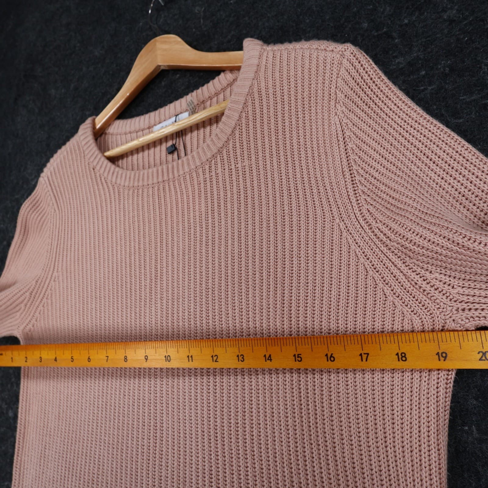 Calvin Klein Sweater Womens M Pink Acrylic Shaker Knit Tiered Ruffle Bell Sleeve - Thumbnail 3