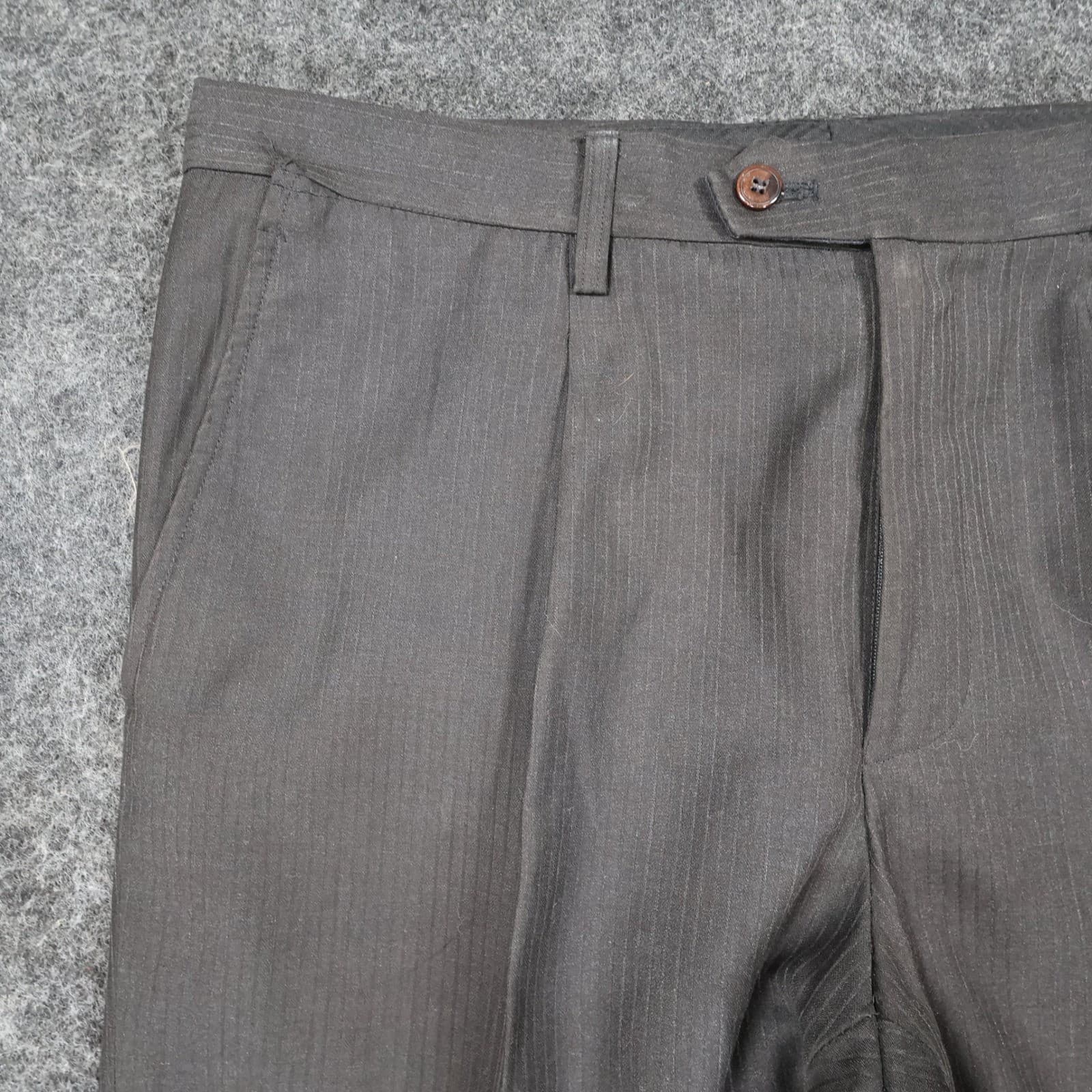 Tailor Đức Nhân Dress Pants Mens 34 Charcoal Super 180s Wool Cashmere Pleated - Thumbnail 11