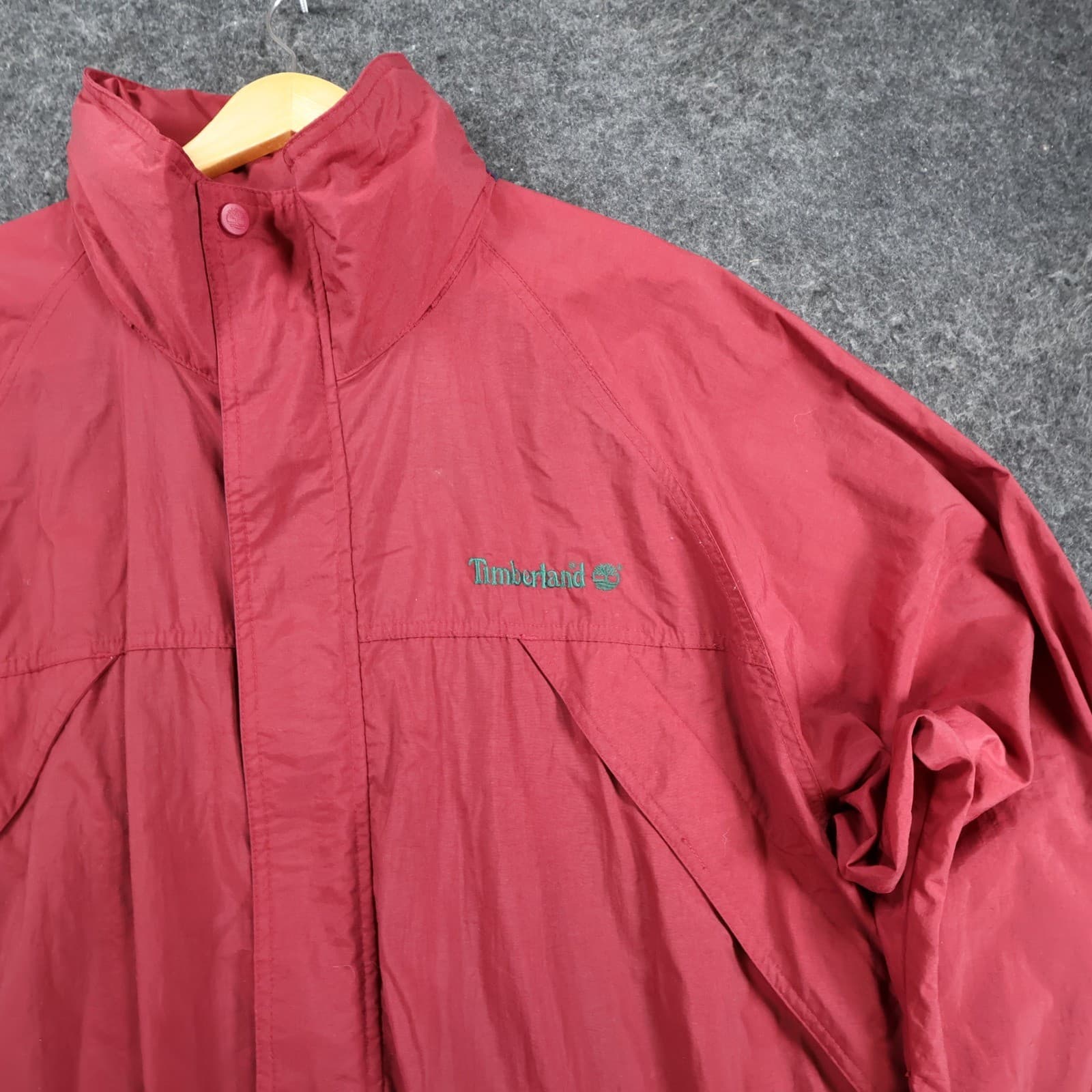 Timberland Windbreaker Jacket Mens Large Red Nylon Outdoor Full Zip Embroidered - Thumbnail 10