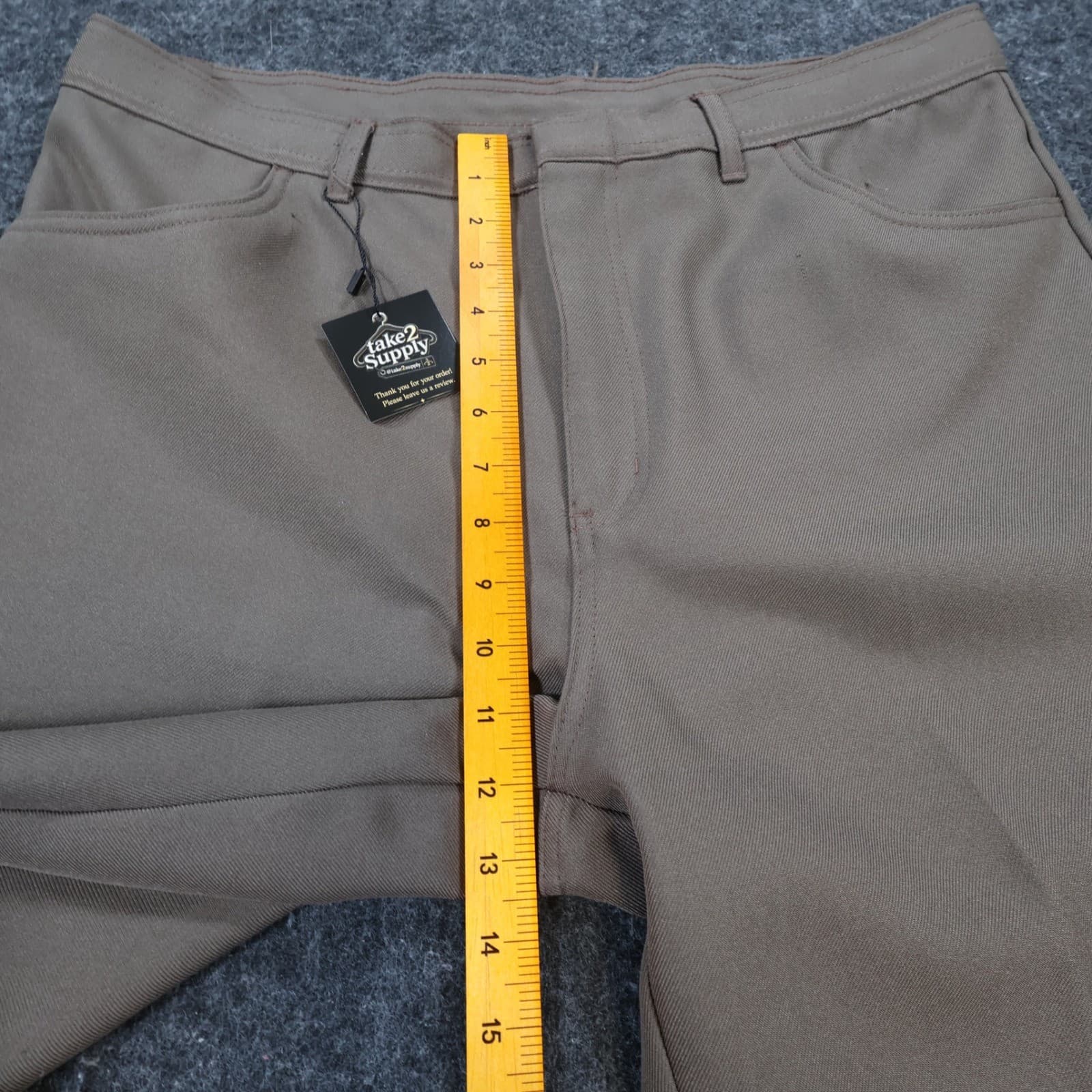 John Blair Dress Slacks Mens 38 Brown Polyester Regular Fit Classic Trousers - Thumbnail 5