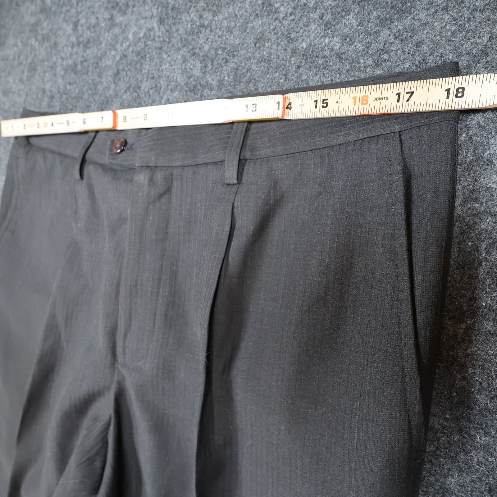 Tailor Đức Nhân Dress Pants Mens 34 Charcoal Super 180s Wool Cashmere Pleated - Thumbnail 6