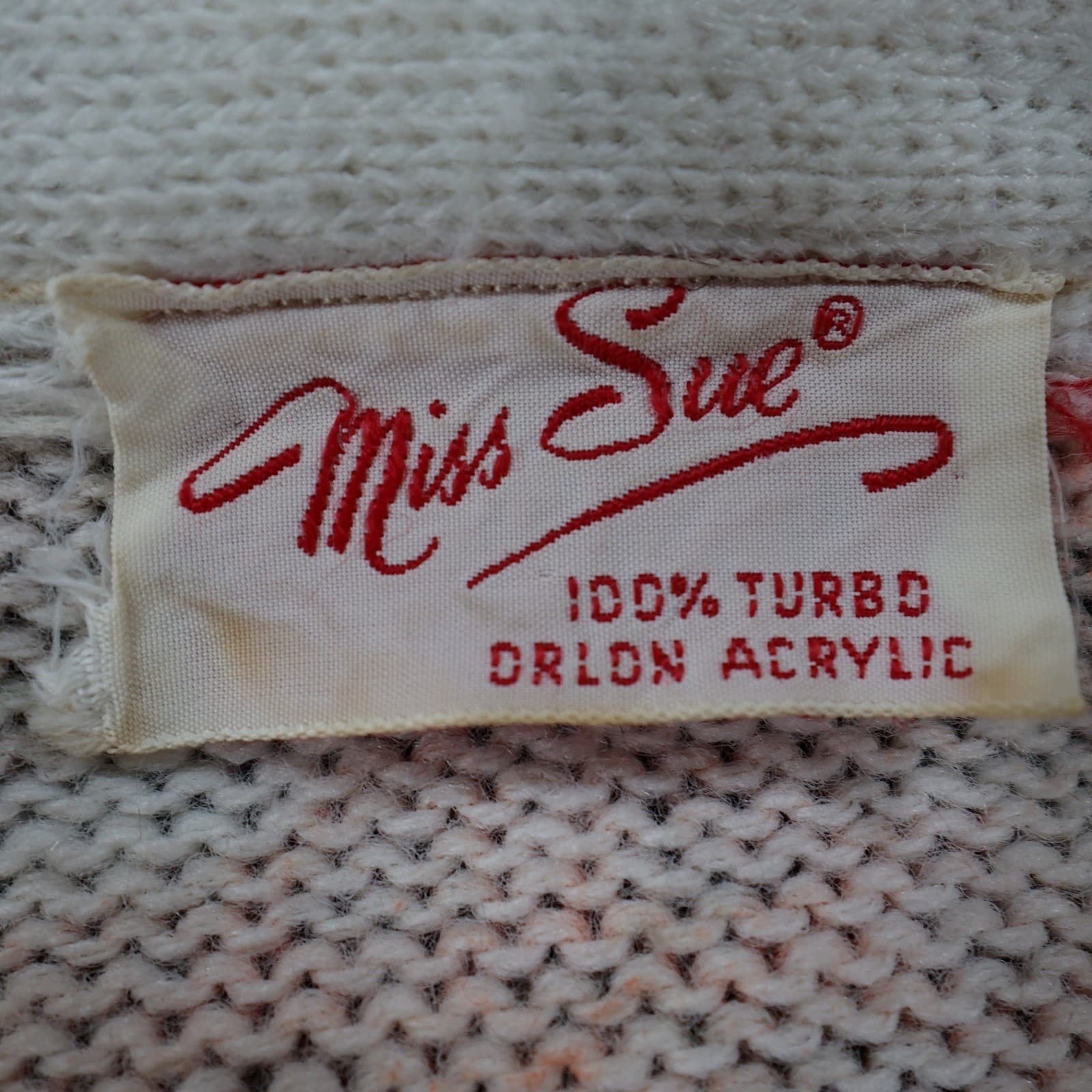 Miss Sue Cardigan Sweater Womens Medium White Orange Floral Orlon Vintage - Thumbnail 7