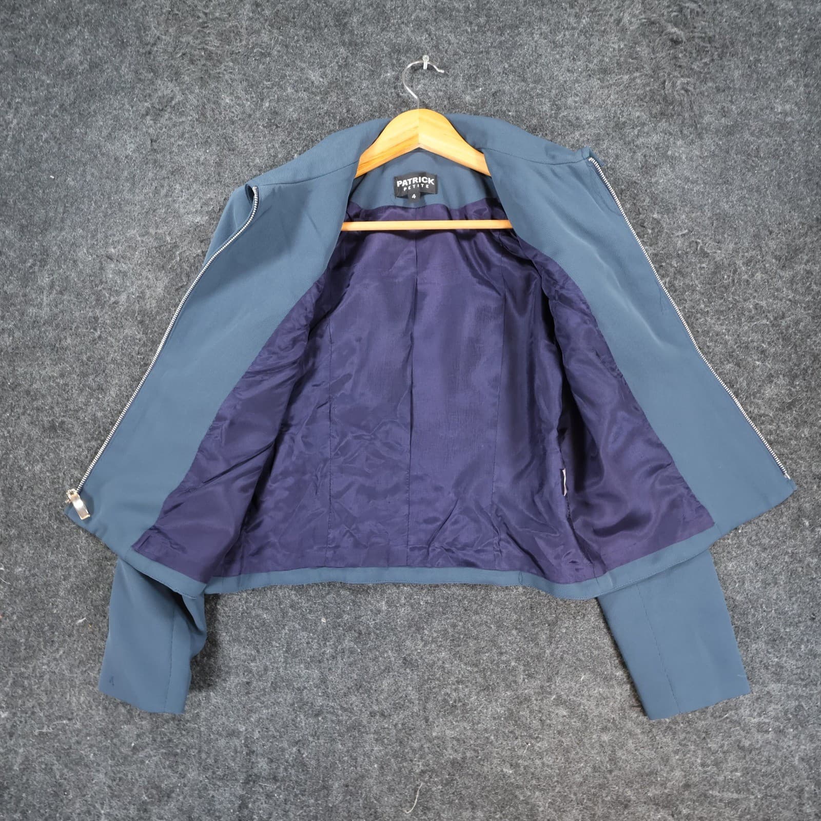 Patrick Petite Zip Up Jacket Womens 4 Blue Vintage Professional Career Minimal - Thumbnail 9