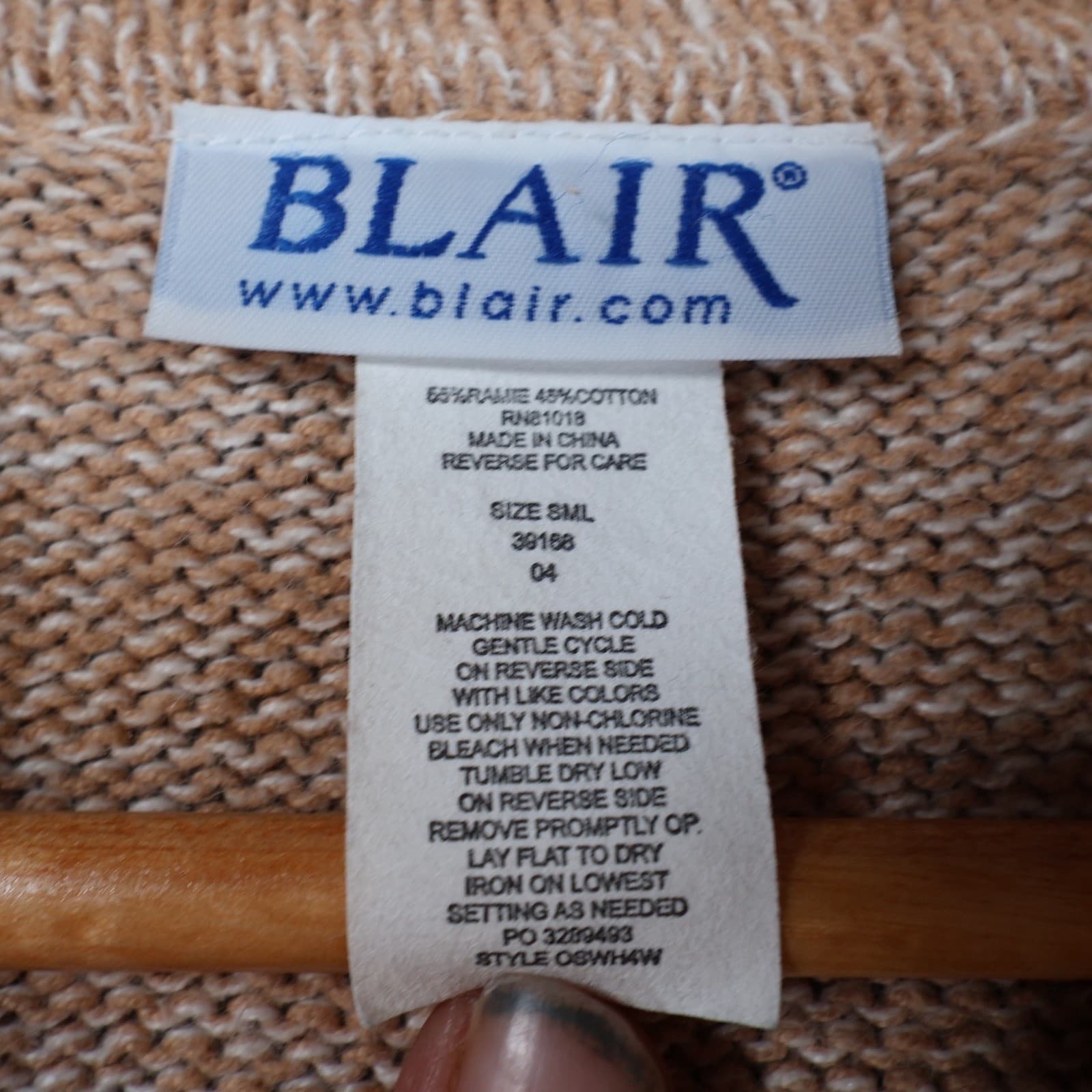 Blair Full Zip Cardigan Sweater Womens Small Tan Ramie Cotton Classic Knit - Thumbnail 7