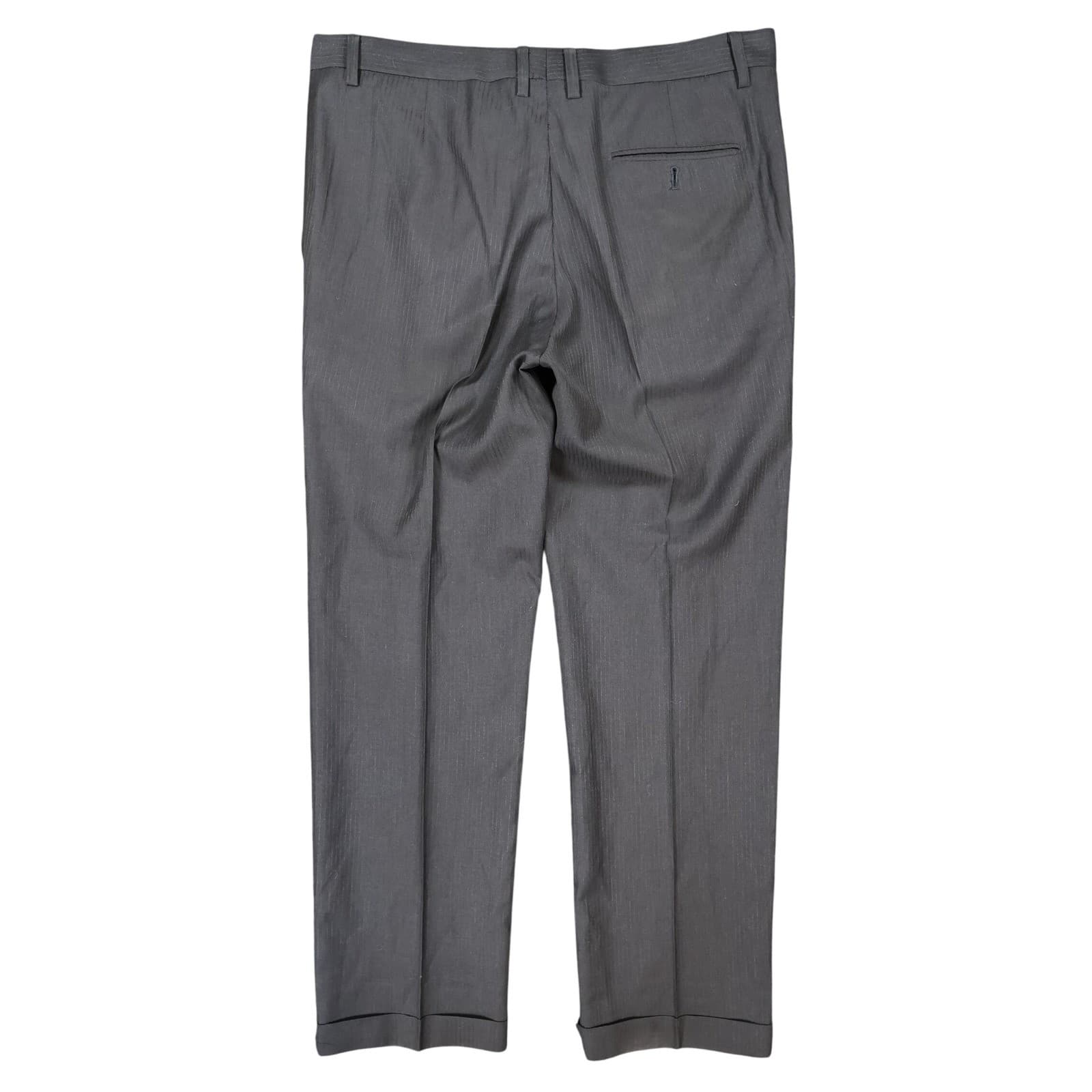 Tailor Đức Nhân Dress Pants Mens 34 Charcoal Super 180s Wool Cashmere Pleated - Thumbnail 2