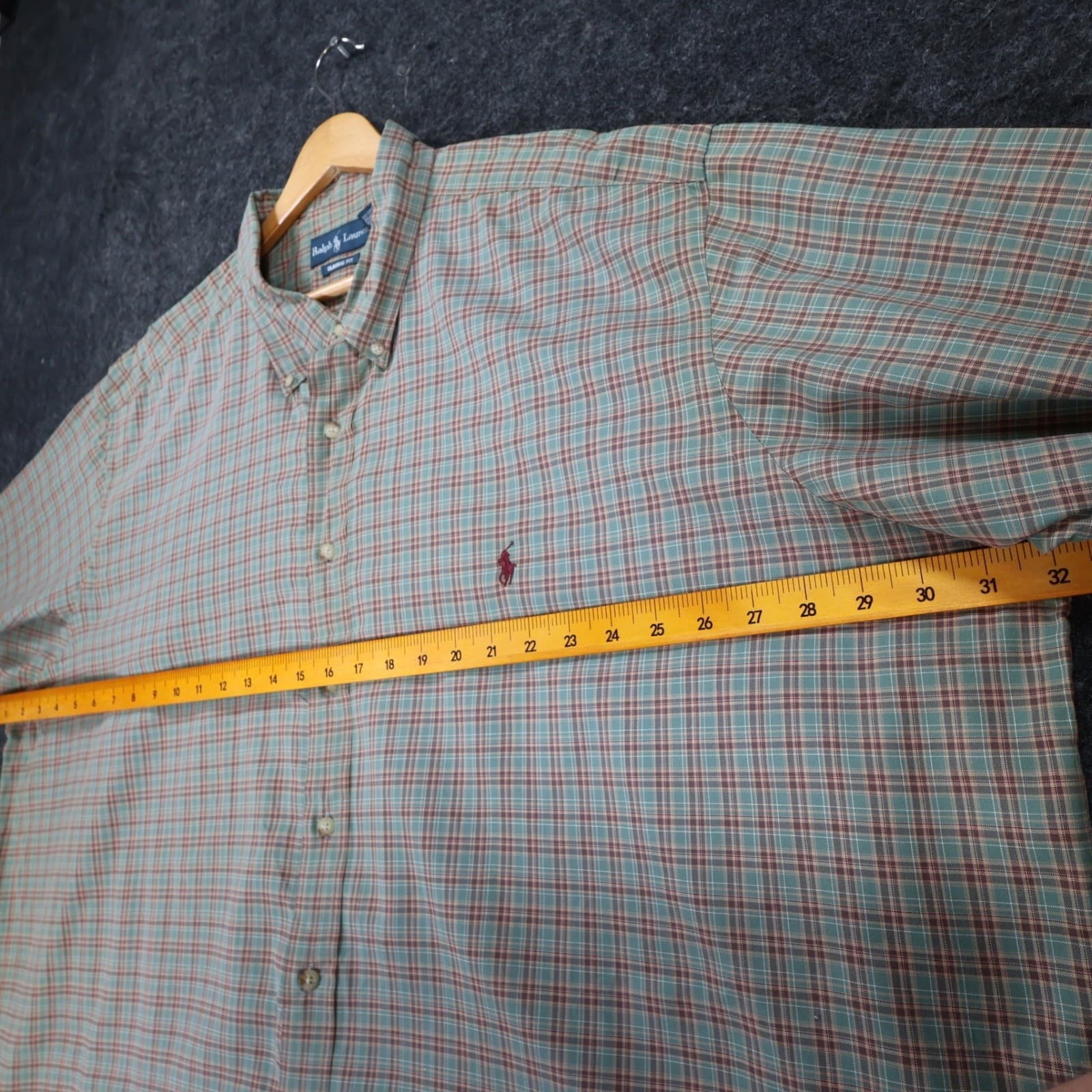 Ralph Lauren Button Down Shirt Mens 3XB Green Plaid Cotton Classic Fit Big Tall - Thumbnail 3