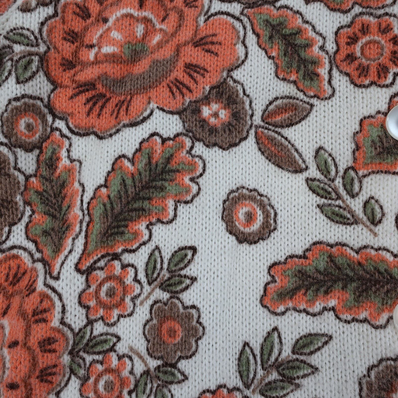 Miss Sue Cardigan Sweater Womens Medium White Orange Floral Orlon Vintage - Thumbnail 10
