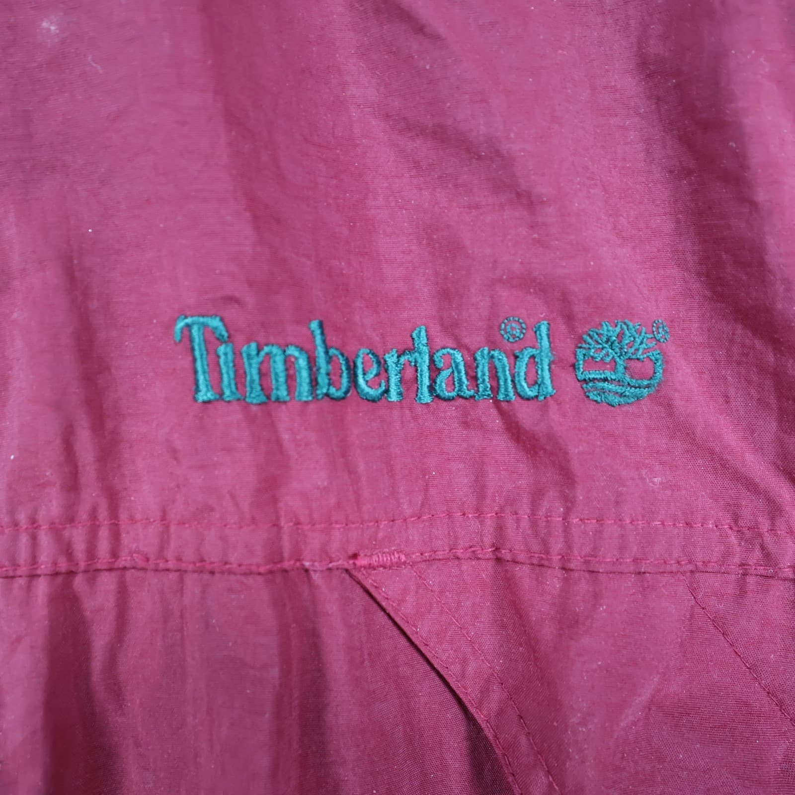 Timberland Windbreaker Jacket Mens Large Red Nylon Outdoor Full Zip Embroidered - Thumbnail 9