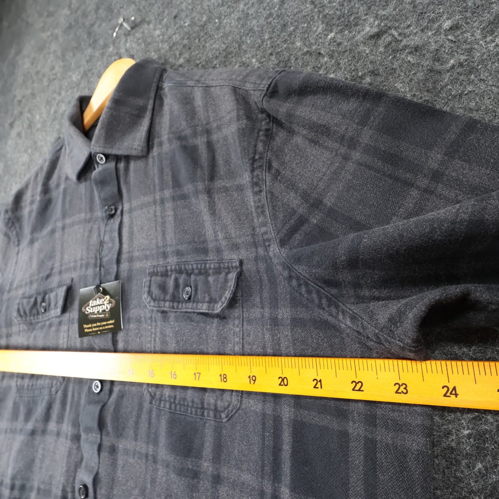 John W. Nordstrom Flannel Shirt Mens Large Gray Supima Cotton Elbow Patch Plaid - Thumbnail 3