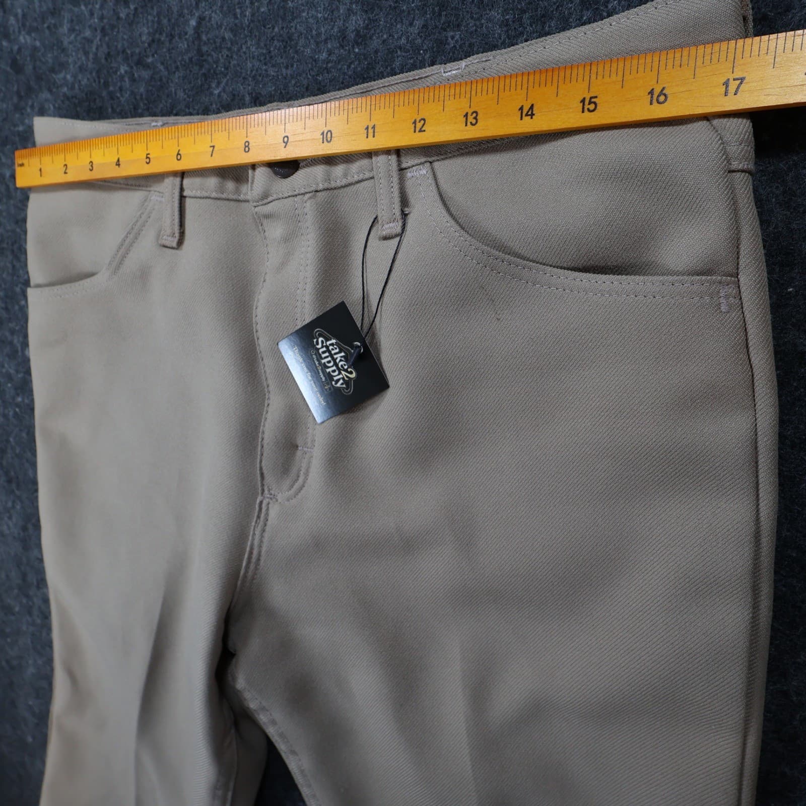 Wrangler Wrancher Dress Jeans Mens 35x32 Tan Polyester Western Made in USA 82TN - Thumbnail 5