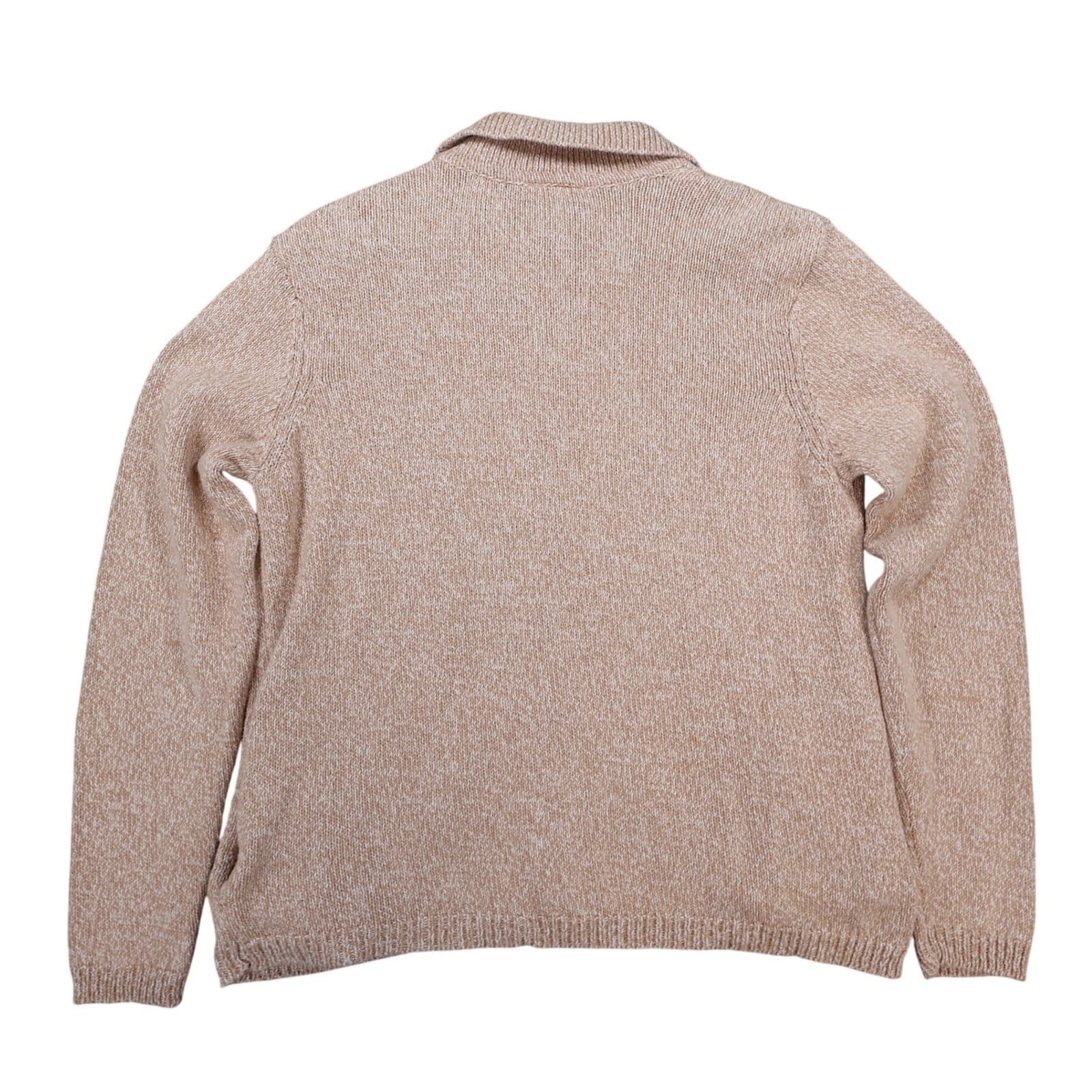Blair Full Zip Cardigan Sweater Womens Small Tan Ramie Cotton Classic Knit - Thumbnail 2