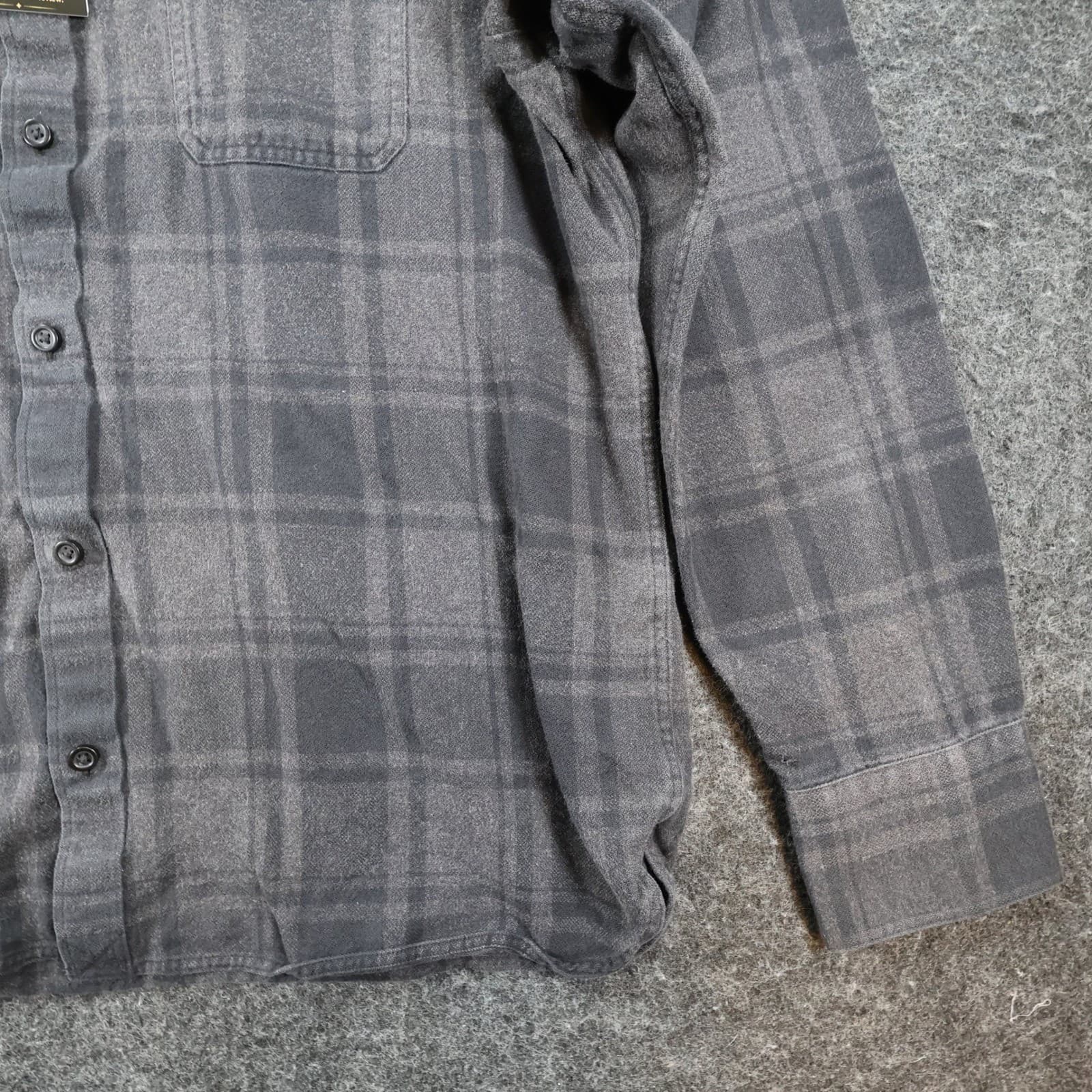 John W. Nordstrom Flannel Shirt Mens Large Gray Supima Cotton Elbow Patch Plaid - Thumbnail 10