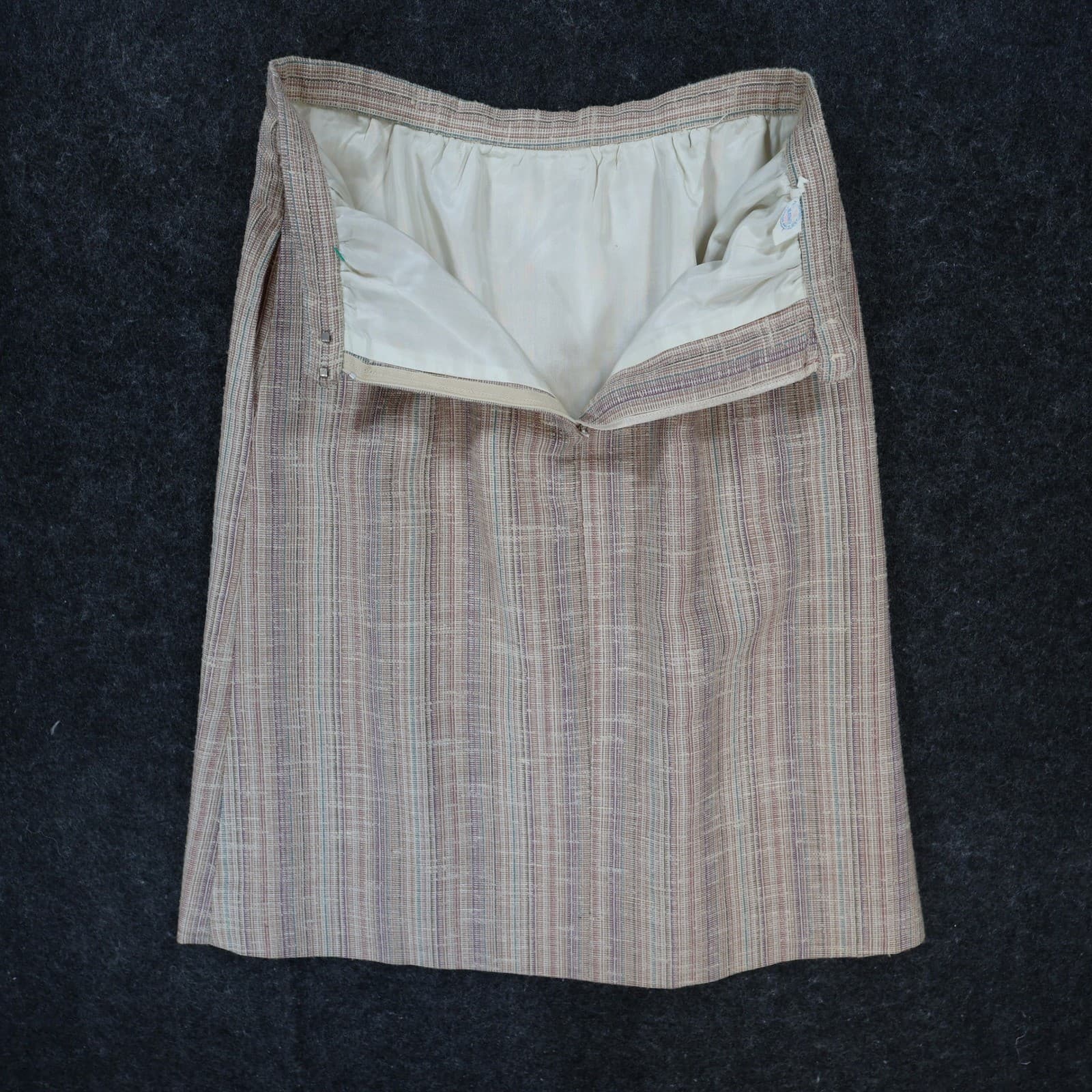 Vintage Skirt Womens Medium Multicolor Excellent Textured Striped ILGWU - Thumbnail 3