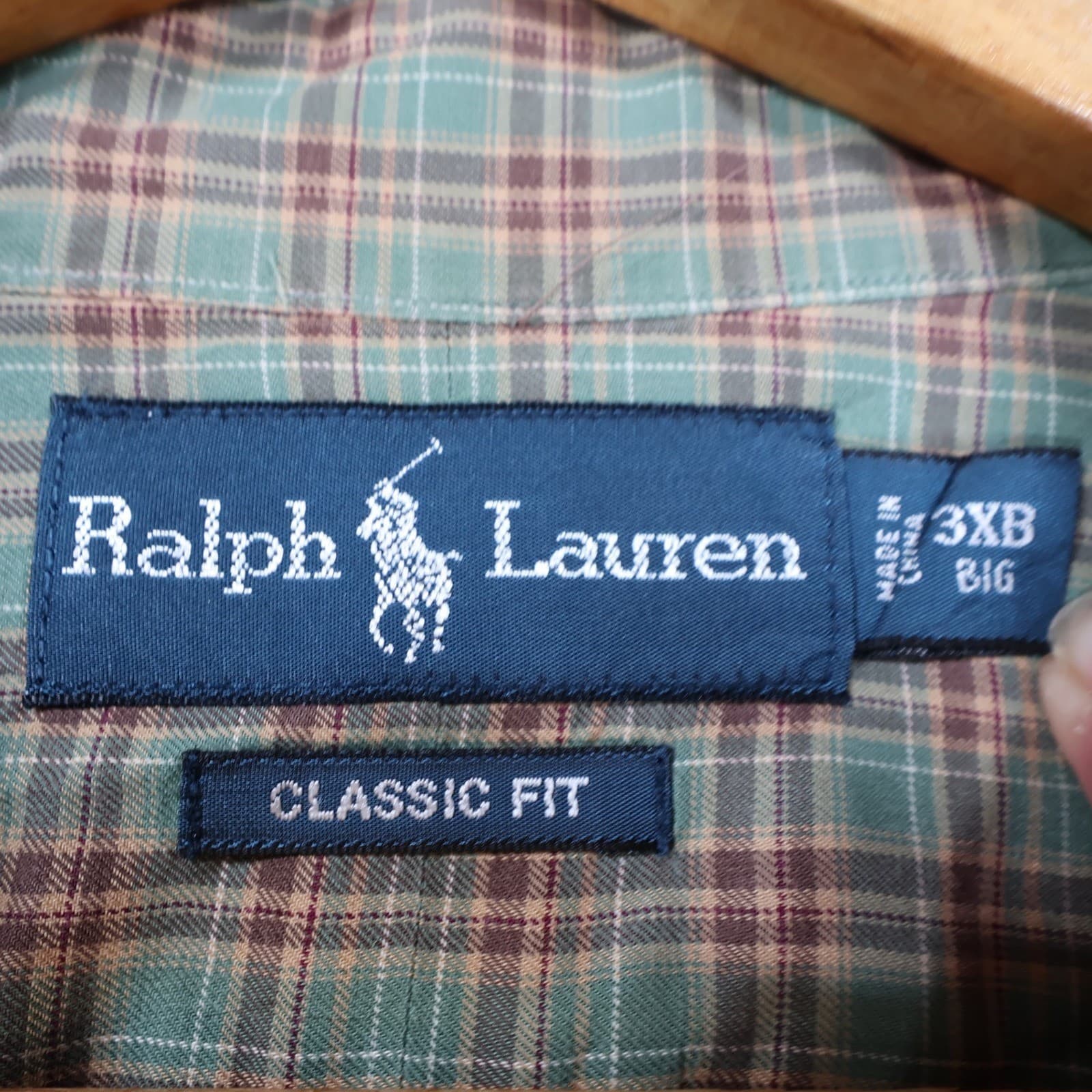 Ralph Lauren Button Down Shirt Mens 3XB Green Plaid Cotton Classic Fit Big Tall - Thumbnail 7