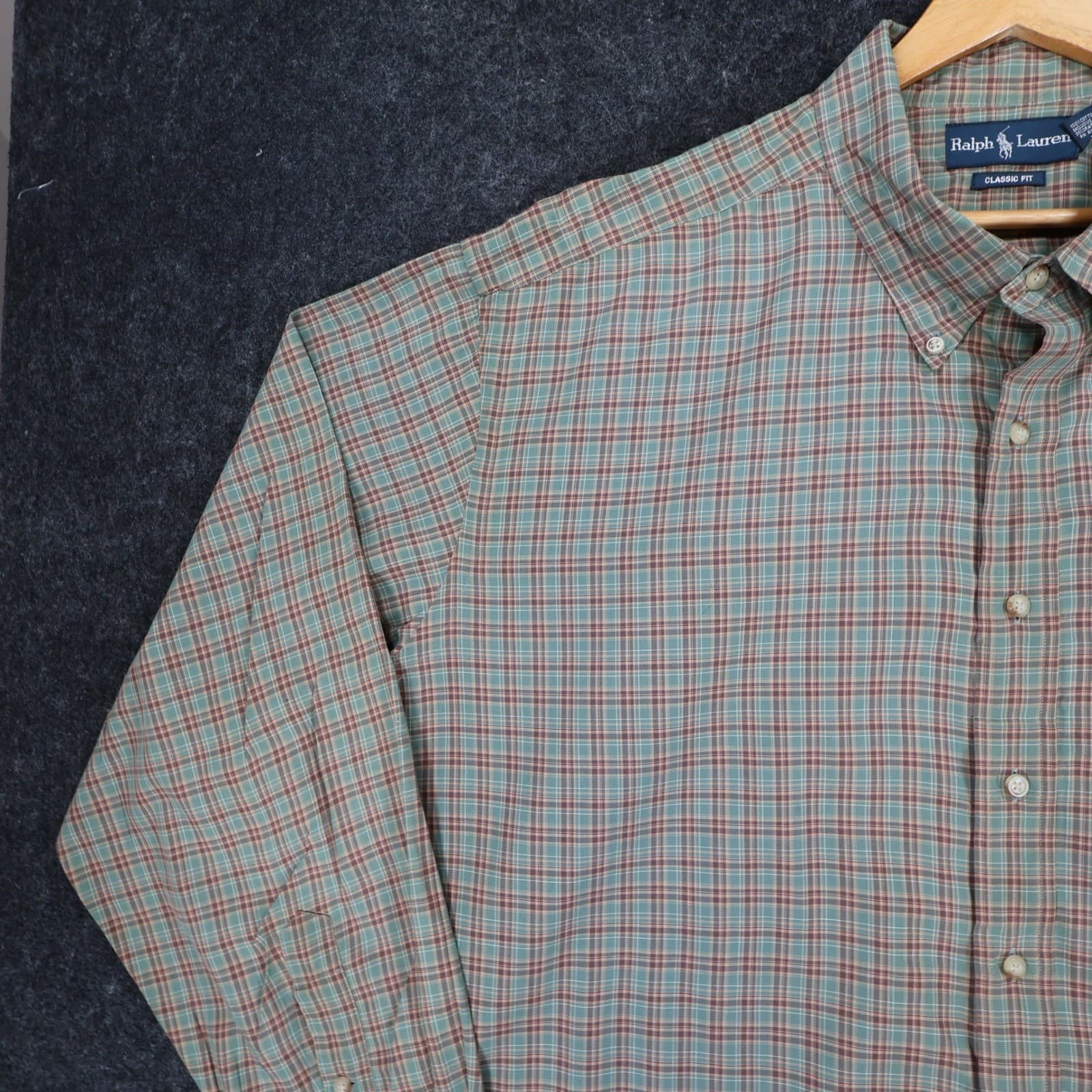 Ralph Lauren Button Down Shirt Mens 3XB Green Plaid Cotton Classic Fit Big Tall - Thumbnail 10