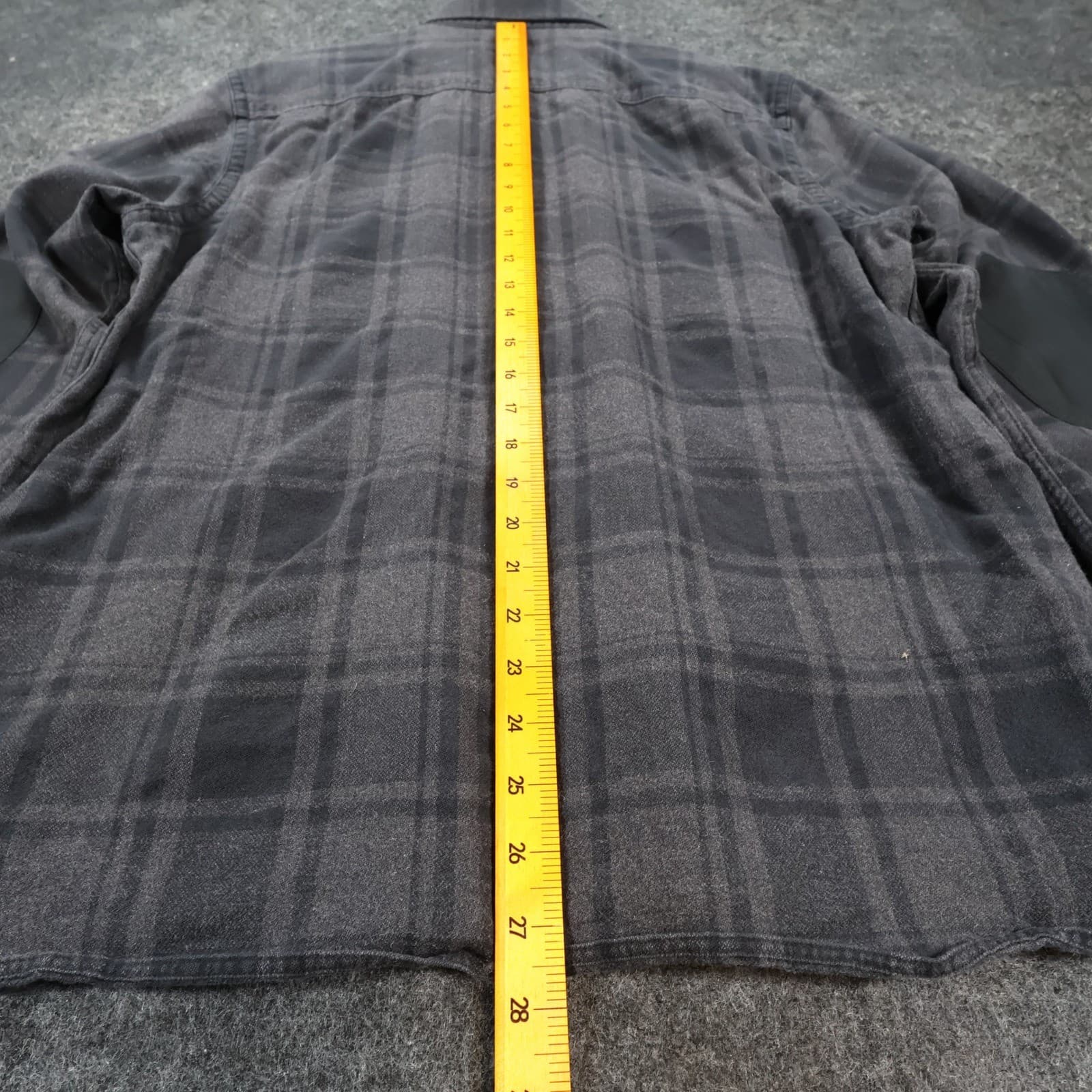 John W. Nordstrom Flannel Shirt Mens Large Gray Supima Cotton Elbow Patch Plaid - Thumbnail 5