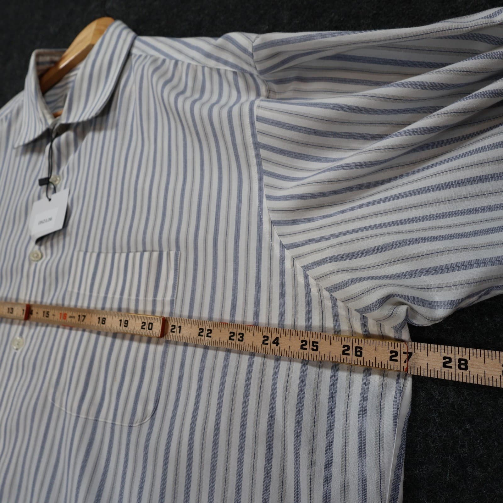 Perry Ellis Portfolio Dress Shirt Mens 17.5 Blue Excellent Striped Long Sleeve - Thumbnail 3