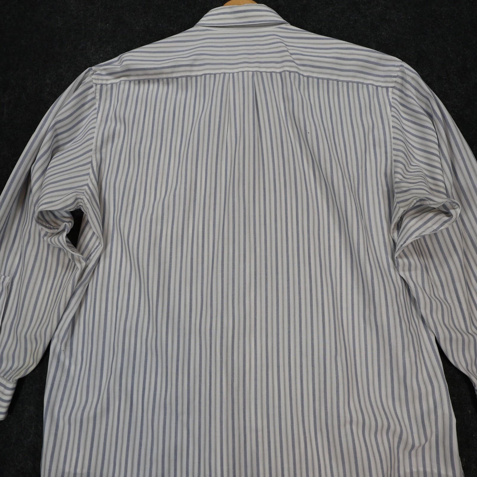Perry Ellis Portfolio Dress Shirt Mens 17.5 Blue Excellent Striped Long Sleeve - Thumbnail 10