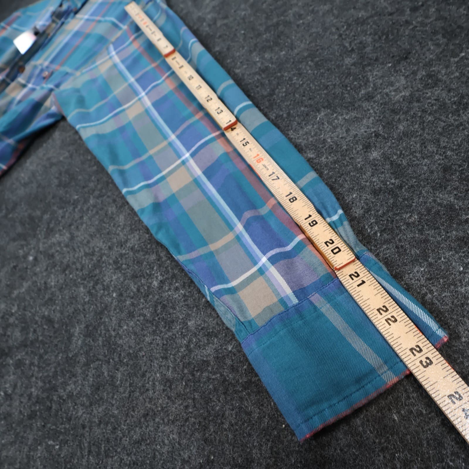 Dover by Arrow Button Down Shirt Mens Medium Blue Excellent Plaid Long Sleeve - Thumbnail 5
