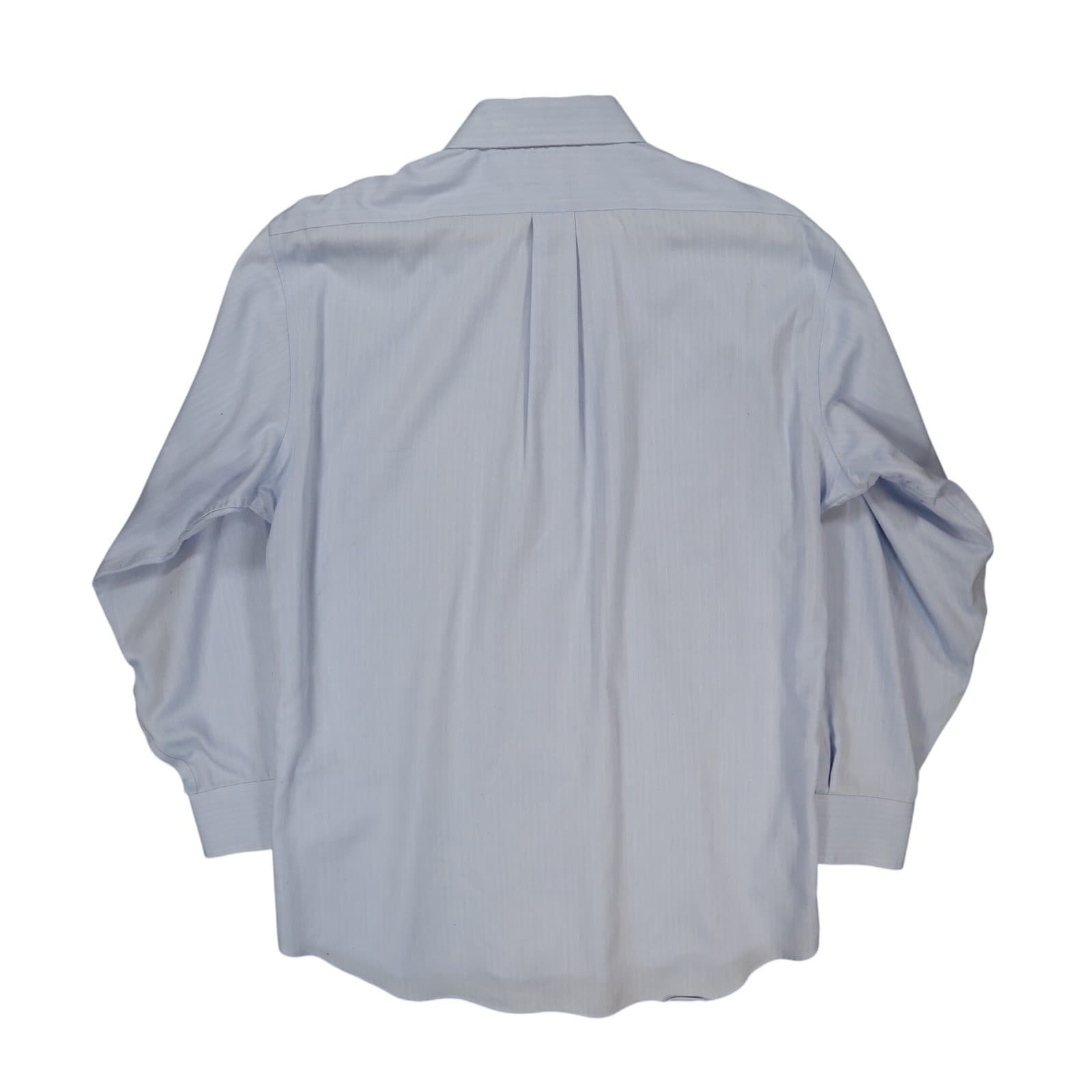 Chaps Button Up Mens 17 32/33 Blue Excellent Herringbone Non-Iron Long Sleeve - Thumbnail 2