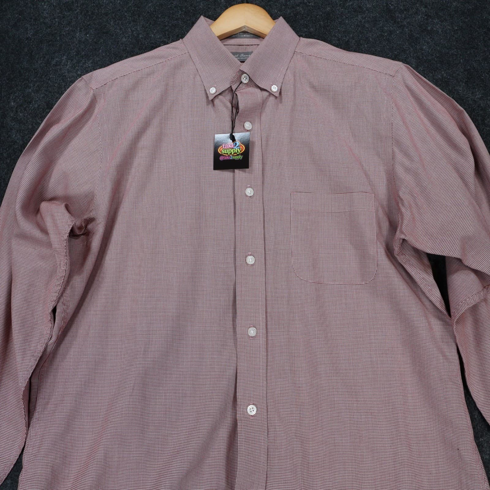Daniel Cremieux Button Down Mens L Red Excellent Slim Fit Micro Houndstooth - Thumbnail 9