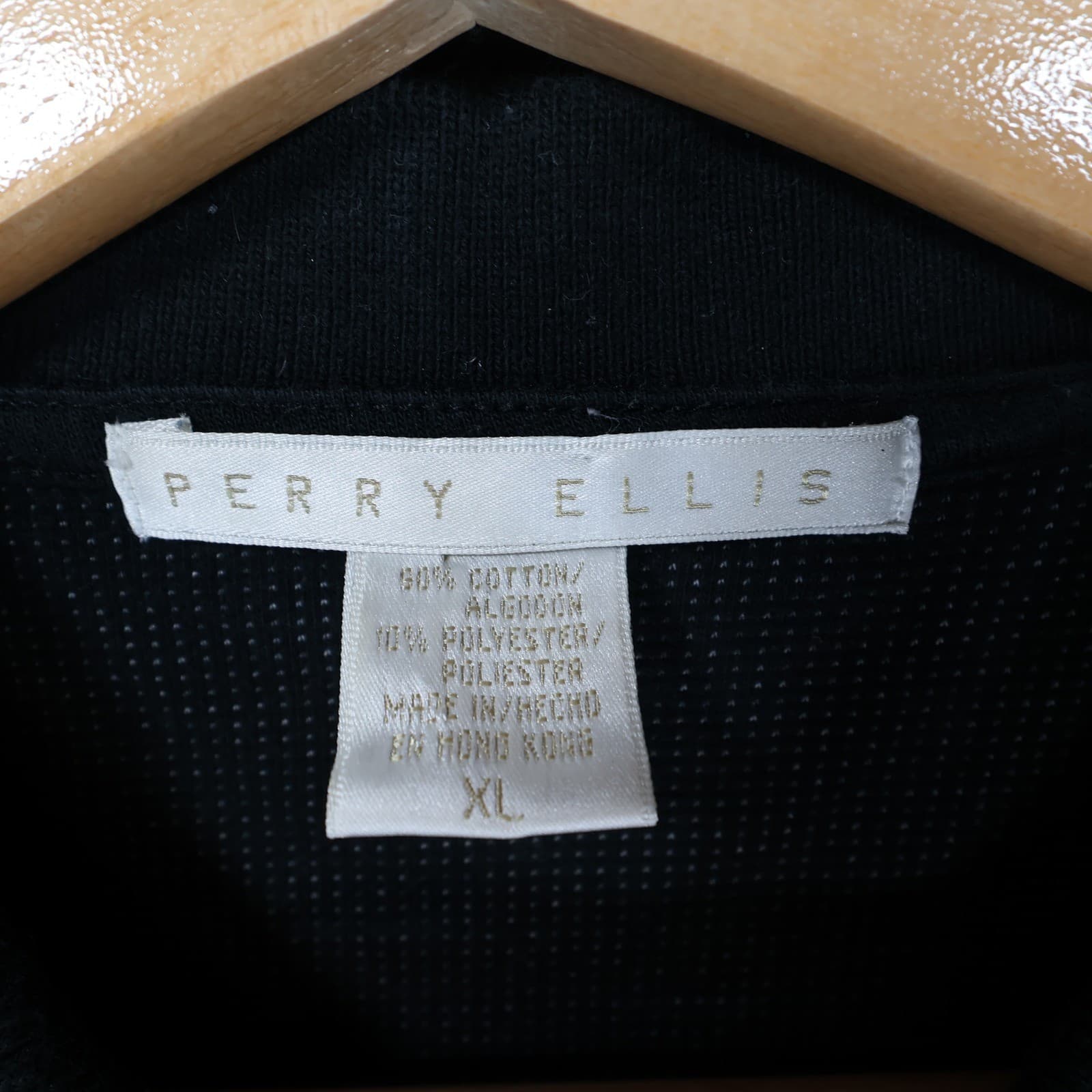 Perry Ellis Polo Mens XL Black Excellent Textured Micro-Dot Short Sleeve - Thumbnail 7