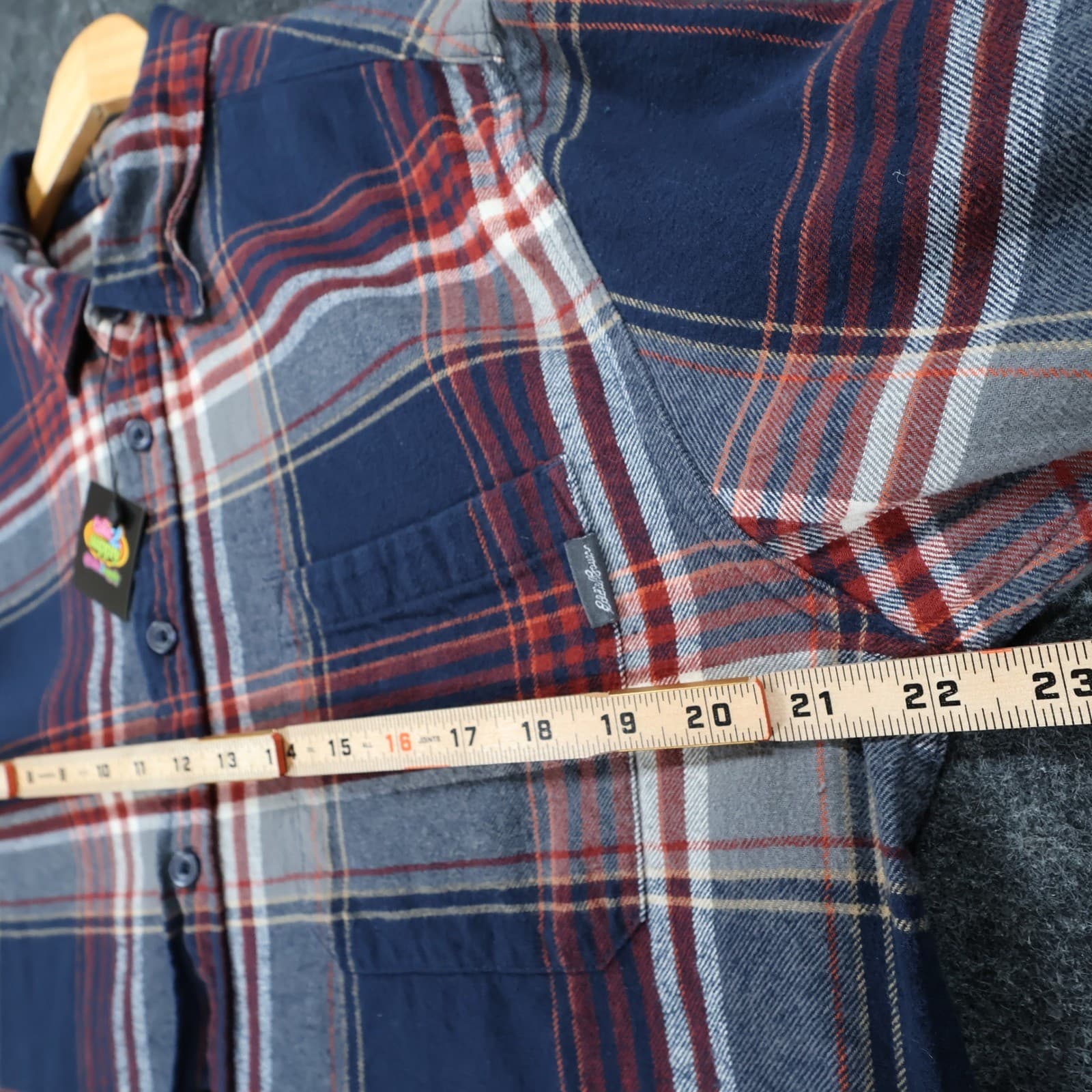 Eddie Bauer Flannel Shirt Mens L Blue Red Excellent Plaid Cotton Long Sleeve - Thumbnail 3