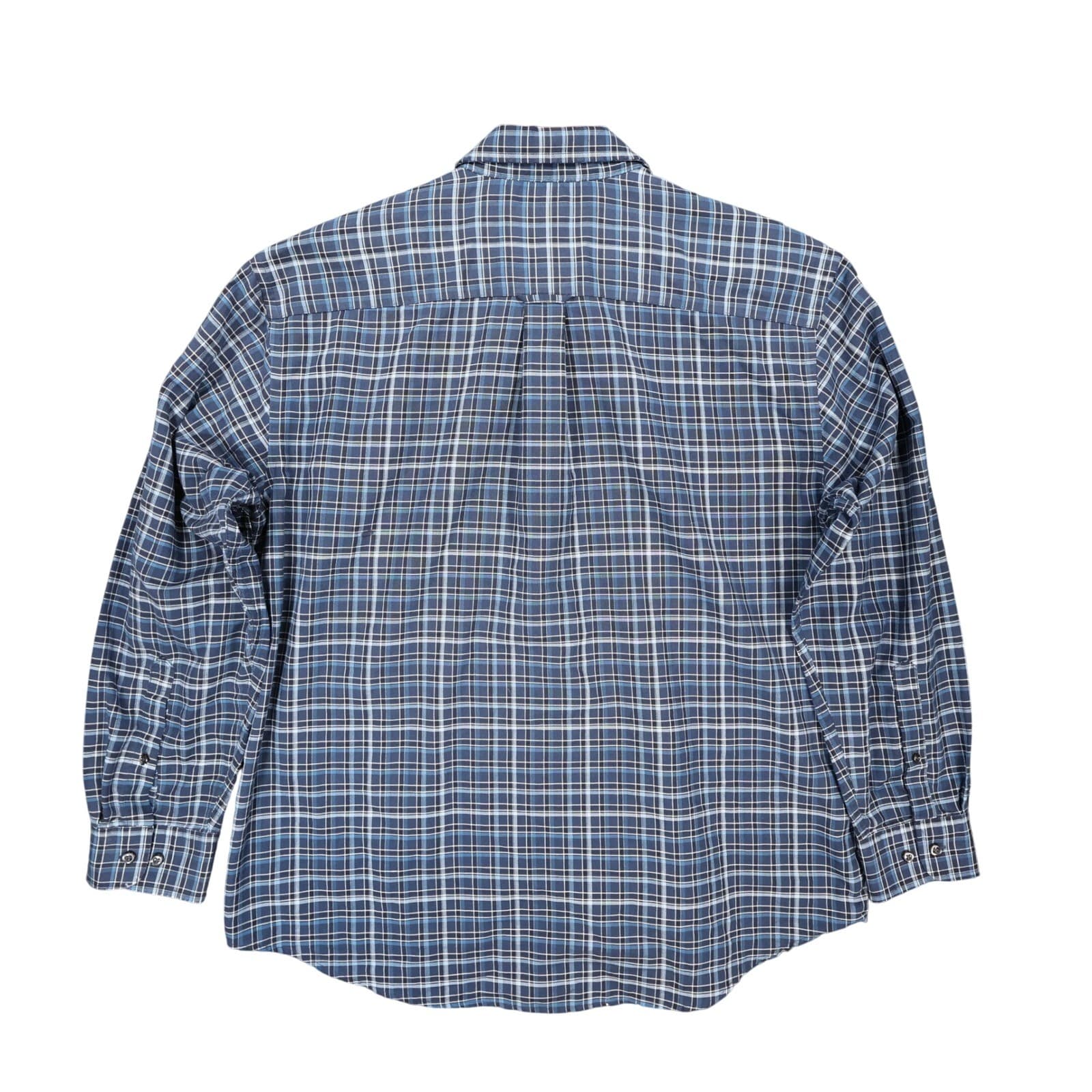 St Johns Bay Button Down Mens XL Blue Excellent Plaid Iron Free - Thumbnail 2