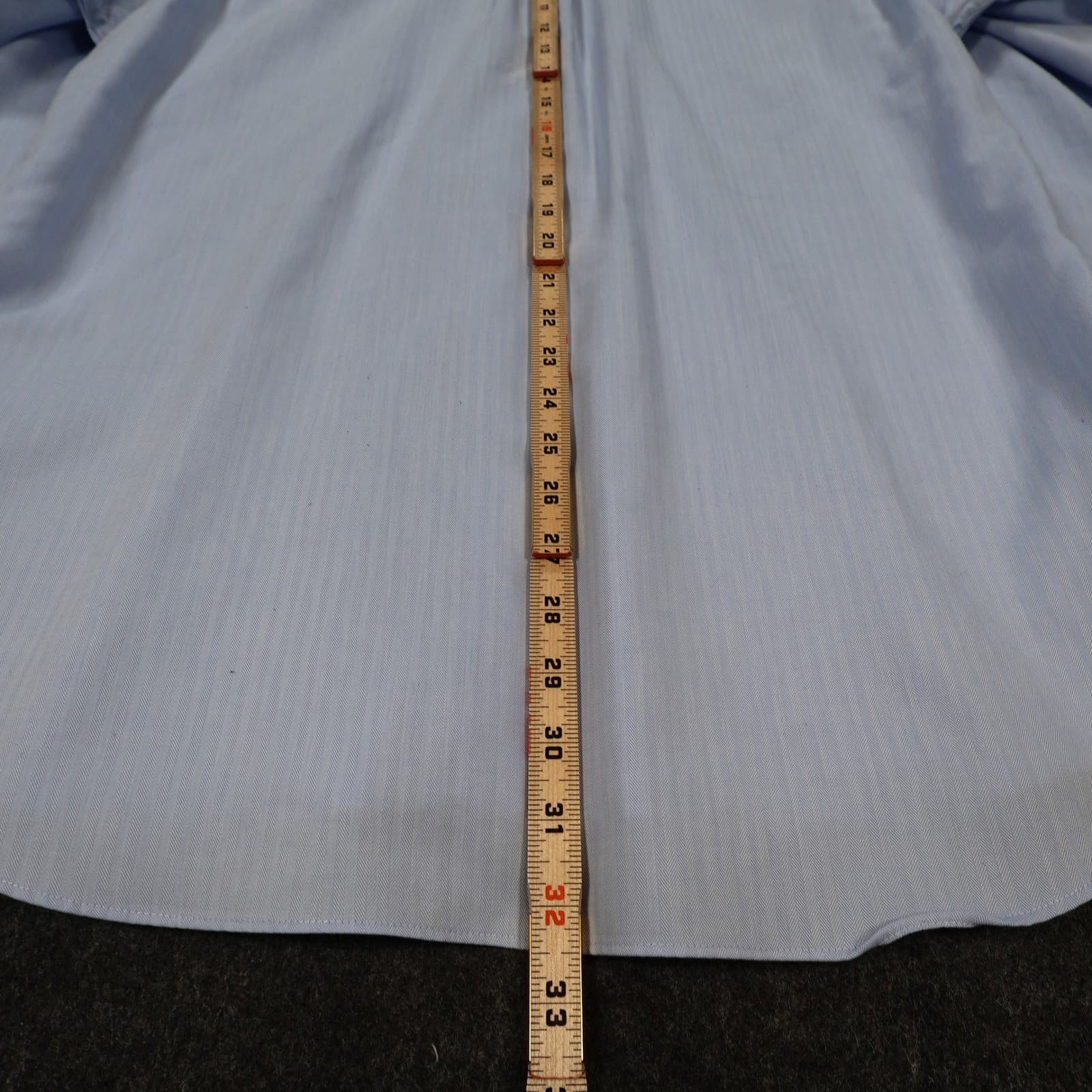 Chaps Button Up Mens 17 32/33 Blue Excellent Herringbone Non-Iron Long Sleeve - Thumbnail 5