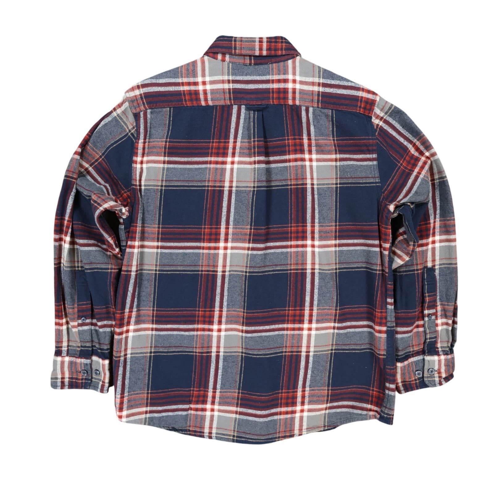 Eddie Bauer Flannel Shirt Mens L Blue Red Excellent Plaid Cotton Long Sleeve - Thumbnail 2
